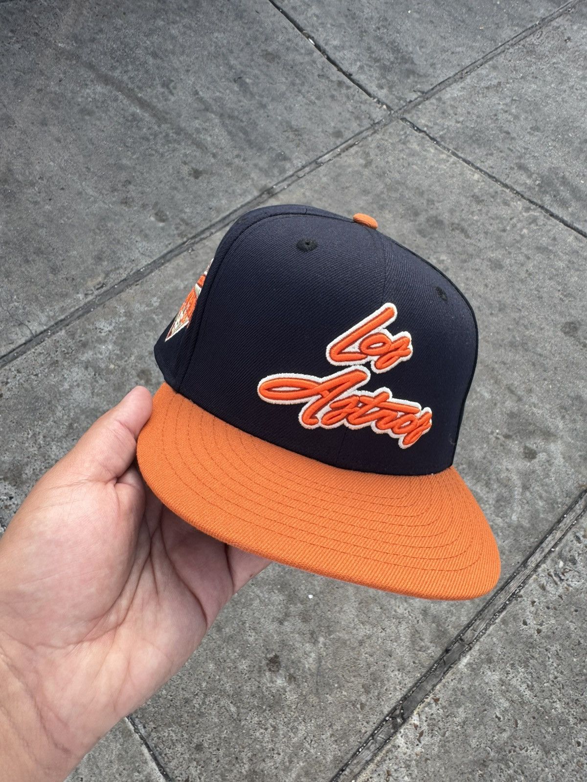 New Era Los Astros Houston Fitted Hat Navy Orange 6 7/8 Size ONE SIZE - 1 Thumbnail