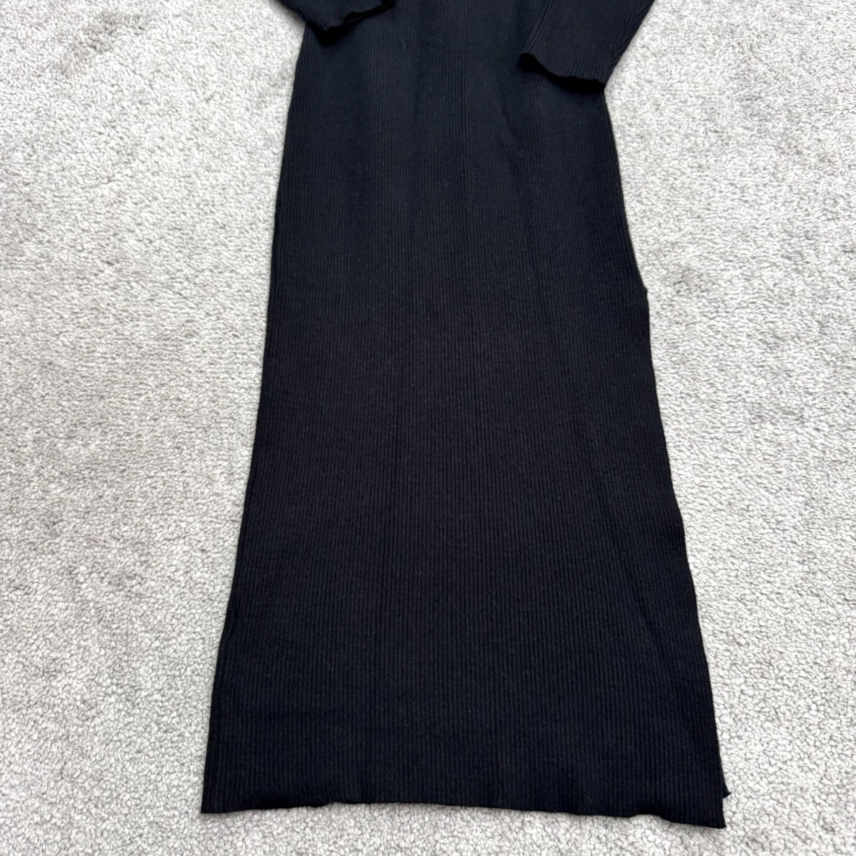 Vintage More To Come Ribbed Knit Cut-Out Midi Bodycon Dress Womens Medium Black Stretch Size M / US 6-8 / IT 42-44 - 6 Thumbnail