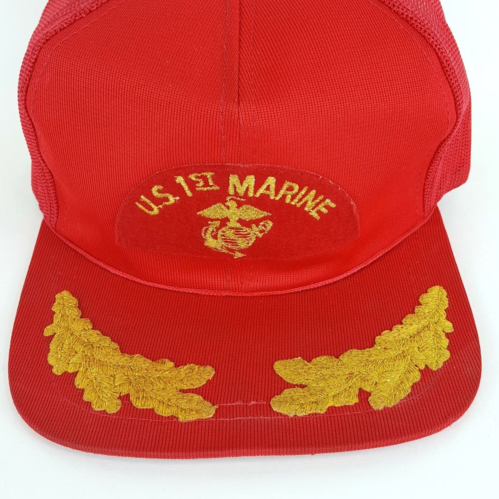 Vintage VINTAGE US 1st Marine Patch Trucker Hat Red Embroidered Snapback Military Cap Men Adjustable Size Size ONE SIZE - 5 Thumbnail