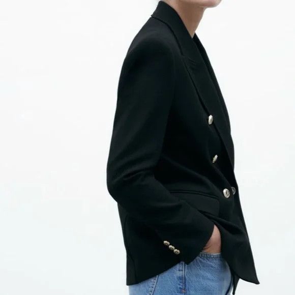 Zara Zara Double Breasted Blazer with Gold Buttons. Size M Size M / US 6-8 / IT 42-44 - 4 Thumbnail