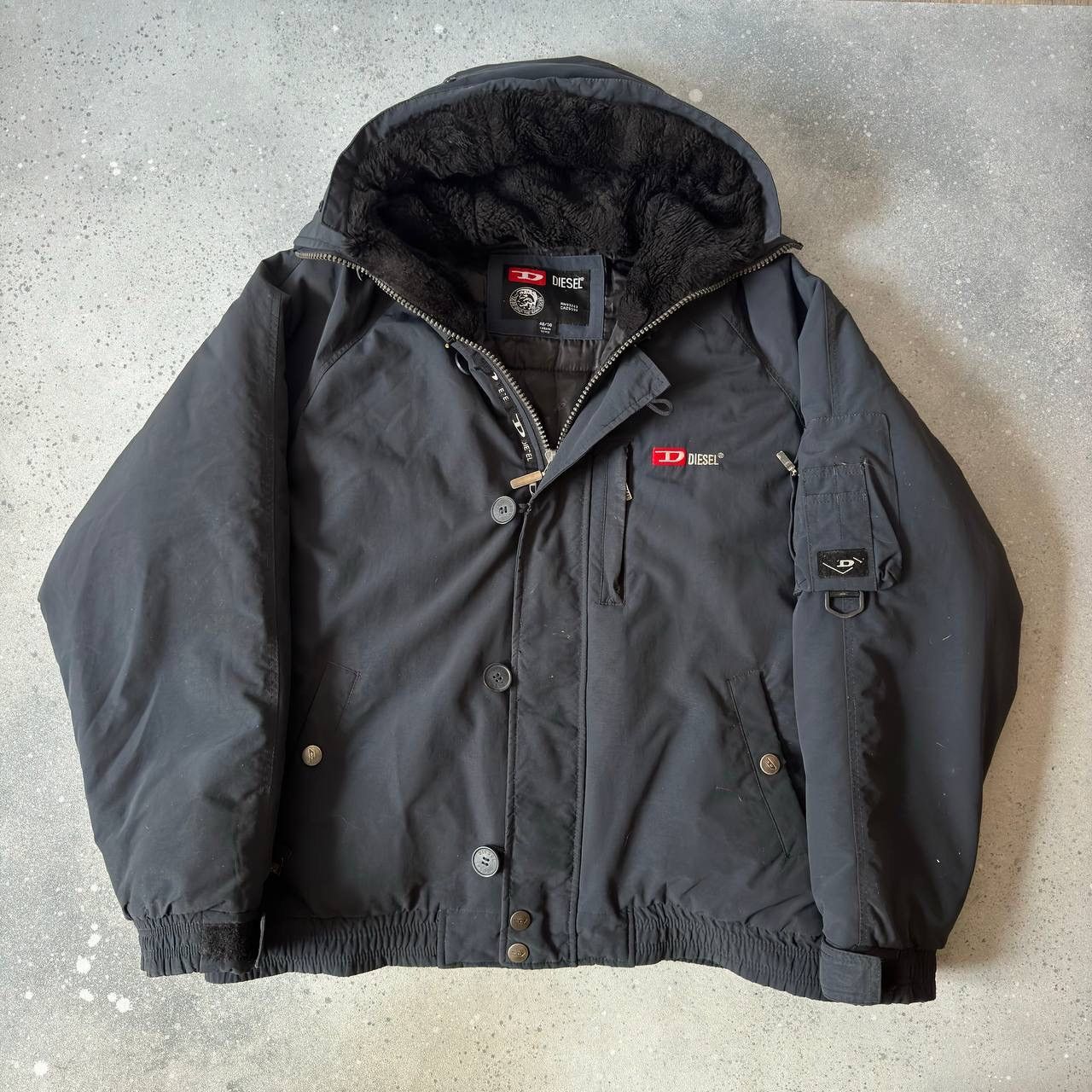 image of Diesel Vintage Multipocket Puffer Jacket 90's in Navy, Men's (Size XL)