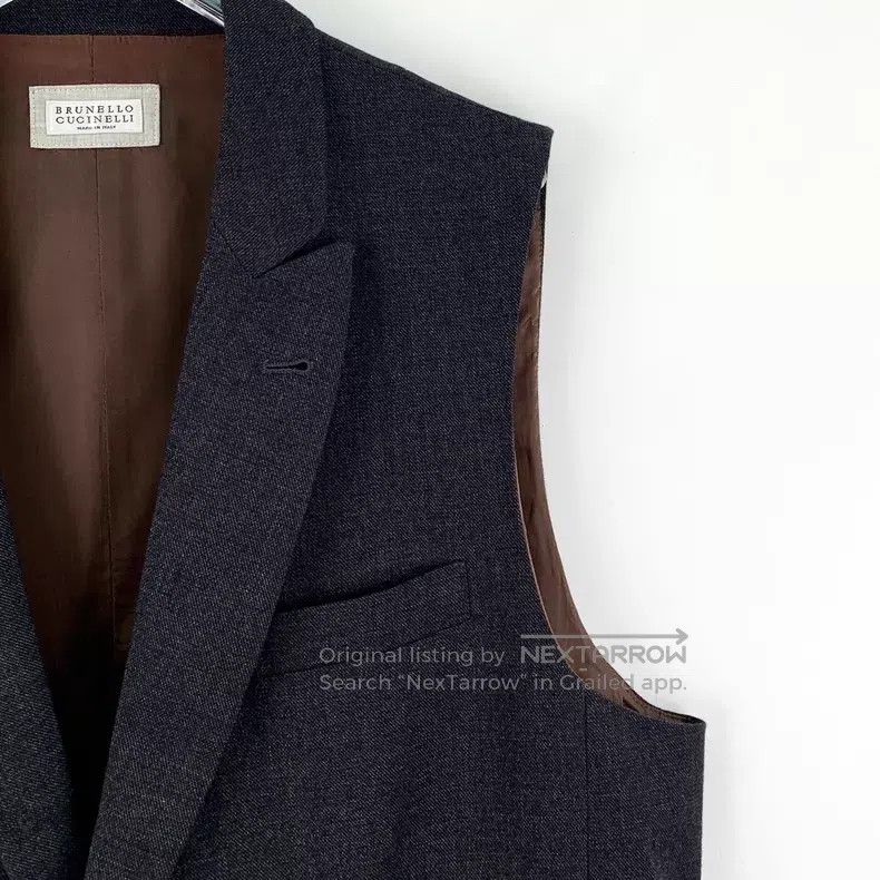 Brunello Cucinelli Brunello Cucinelli Black wool collar sleeveless single-bre Size US L / EU 52-54 / 3 - 3 Thumbnail