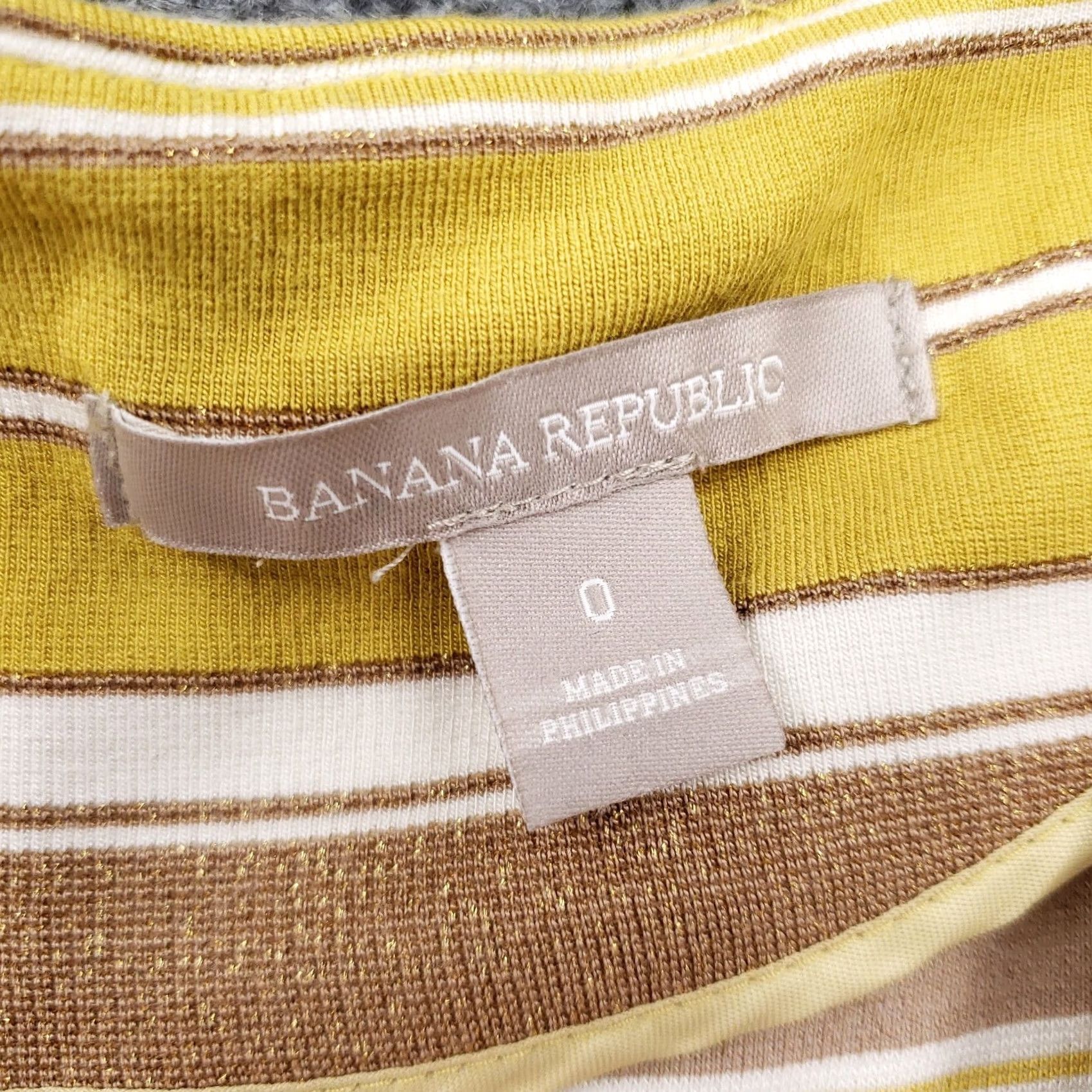 Banana Republic Banana Republic Dress Womens 0 Yellow Shift Striped 3/4 Sleeve Rayon Blend Dress Size XS / US 0-2 / IT 36-38 - 3 Thumbnail