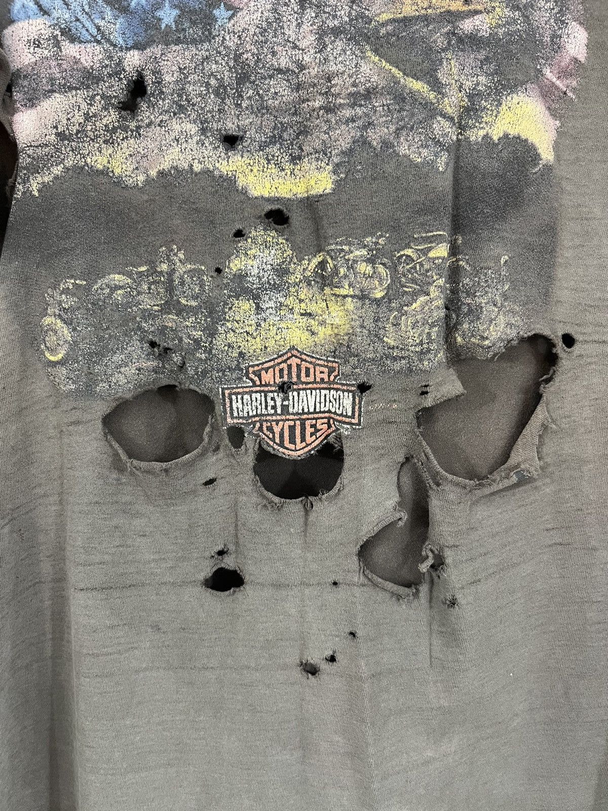 Harley Davidson Harley Davidson ITALIA Thrashed Sun Faded Moto Tee Size US L / EU 52-54 / 3 - 4 Thumbnail