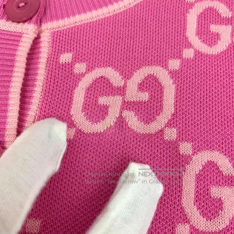 Gucci Gucci Pink logo jacquard full print cotton round neck sing Size L / US 10 / IT 46 - 9 Thumbnail