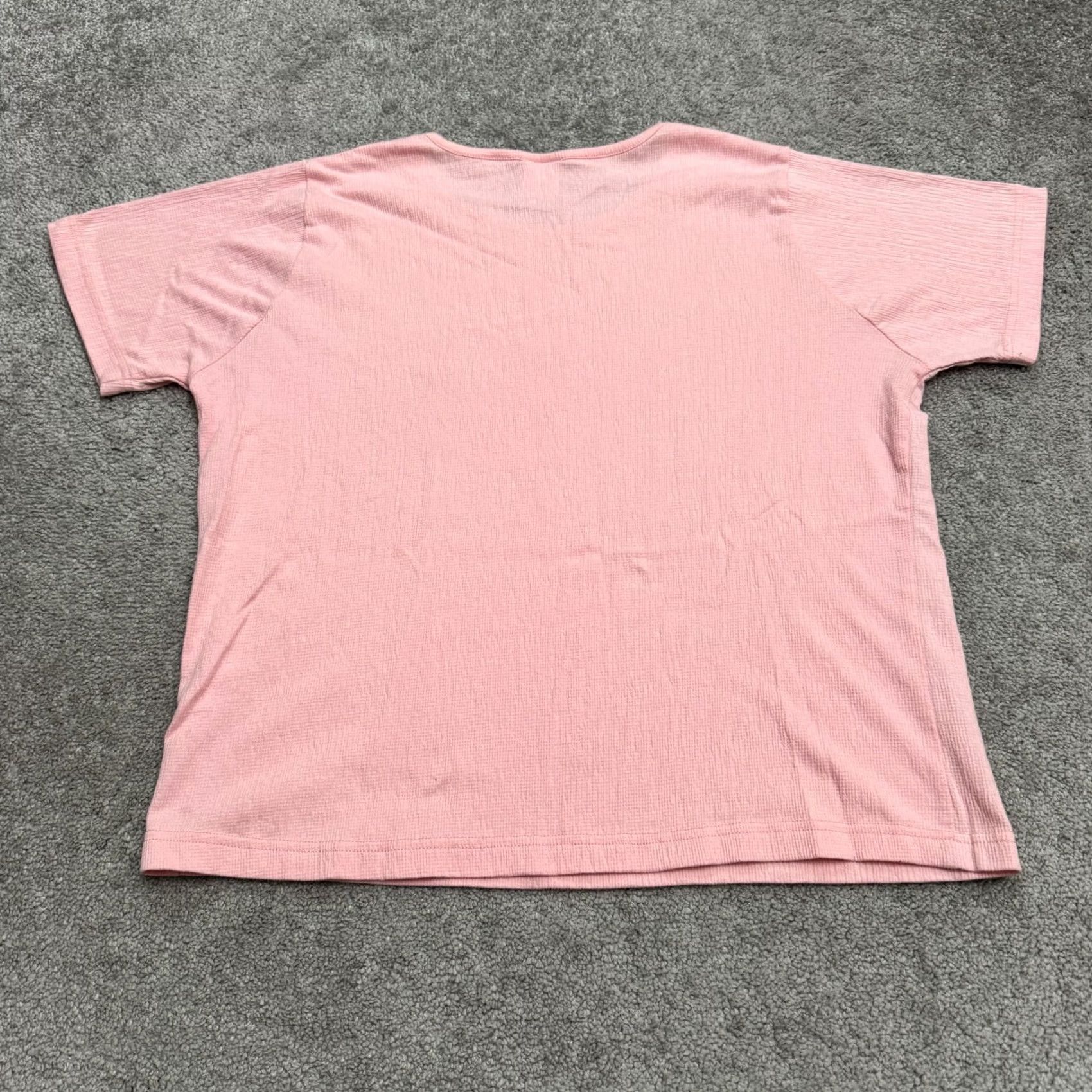 Haband Haband Moon Beams Textured Waffle Knit Basic T-Shirt Womens L Pink Crew Tee Shirt Short Sleeve Casual Size L / US 10 / IT 46 - 2 Thumbnail