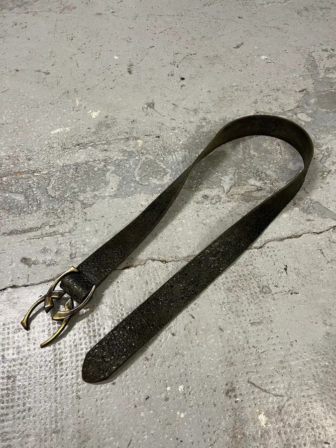 Roberto Cavalli 2000s Cavalli Black Eroded Leather Belt Size ONE SIZE - 2 Thumbnail