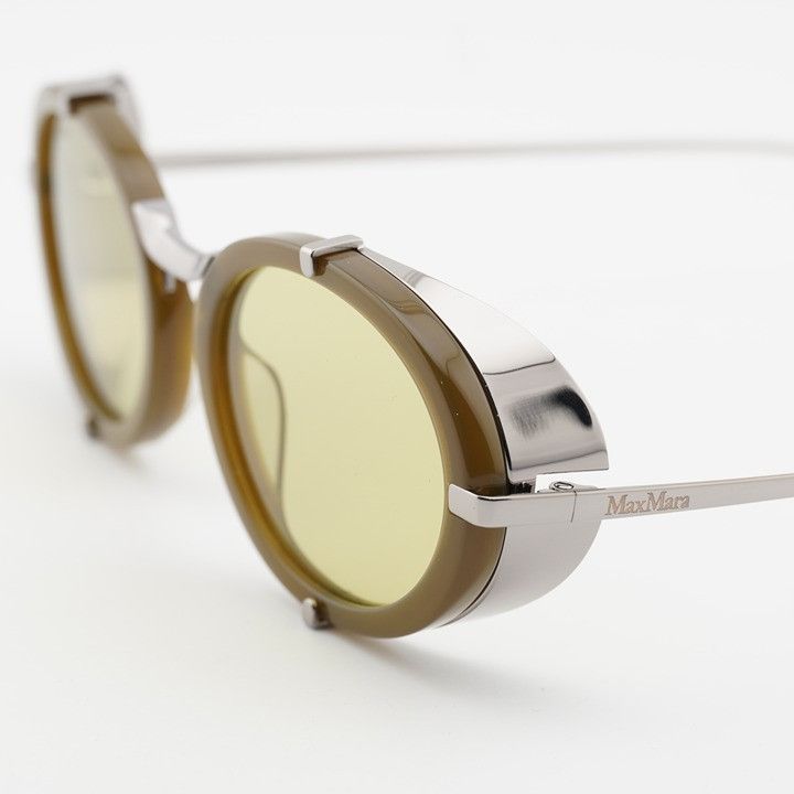 Max Mara Max Mara SELMA MM0103 96N Sunglasses Shiny Dark Green Oval Size ONE SIZE - 9 Thumbnail