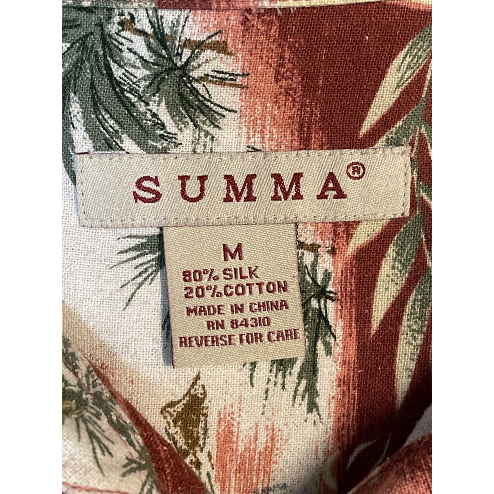 Other SUMMA Men's M Button Up Hawaiian Shirt Silk Cotton Blend Size US M / EU 48-50 / 2 - 15 Thumbnail