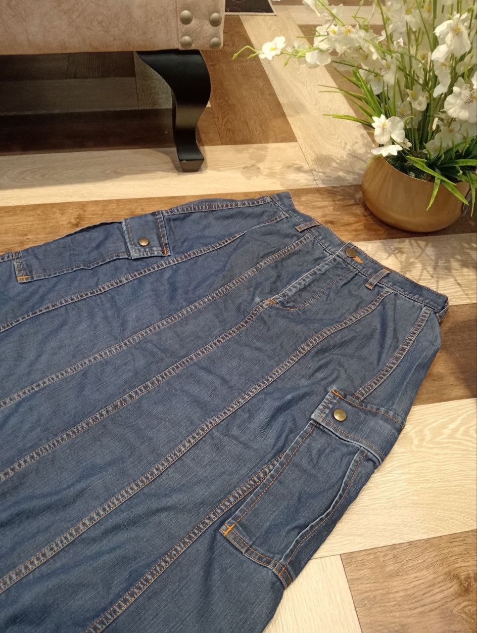 Tricot Comme des Garcons TRICOT COMME DES GARCONS CARGO-STYLE MAXI BLUE DENIM SKIRT Size 28" / US 6 / IT 42 - 3 Thumbnail