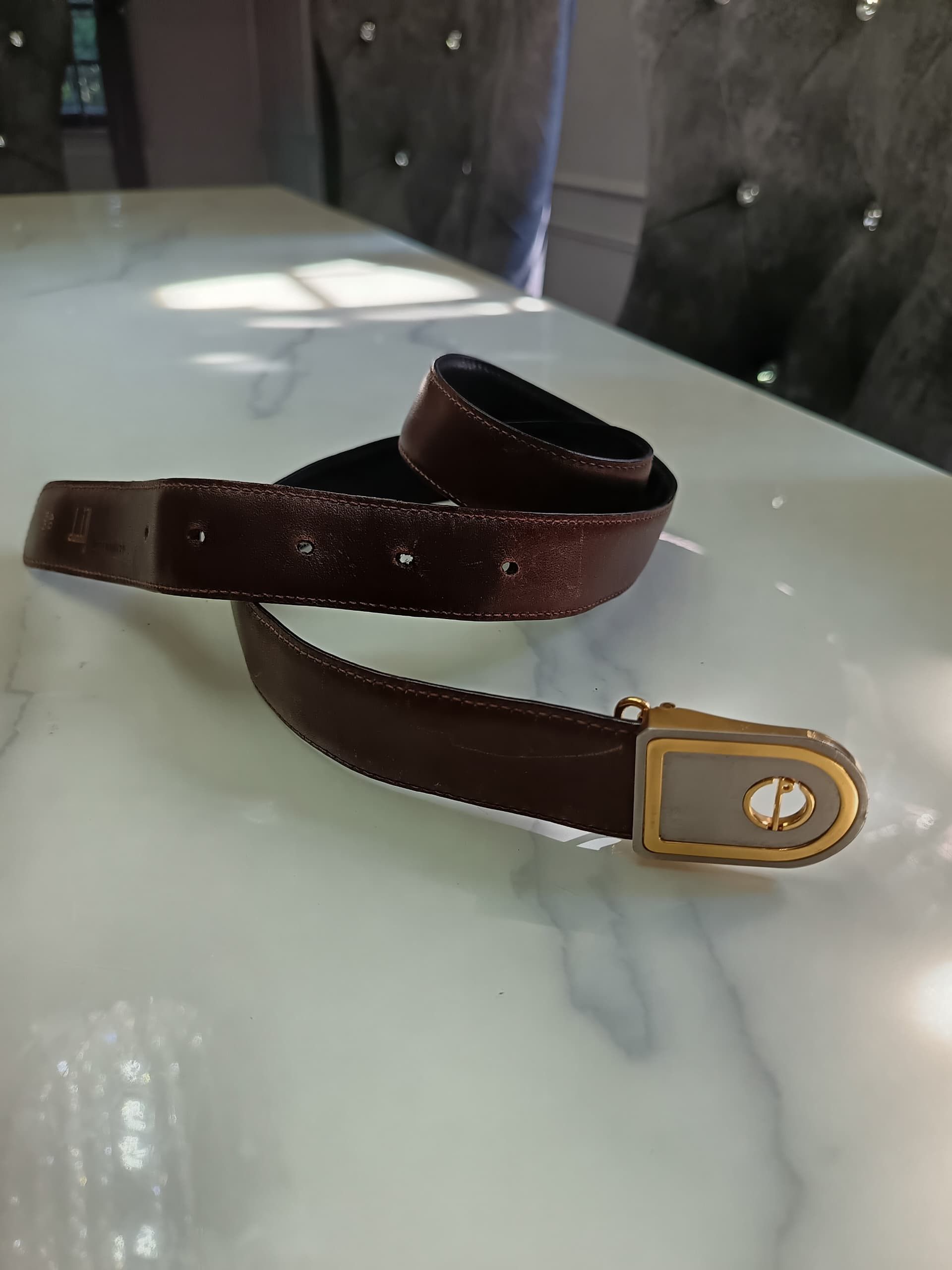Alfred Dunhill × Leather × Vintage Vintage dunhill made in Italy leather belt 32 inc Size 32 - 1 Thumbnail