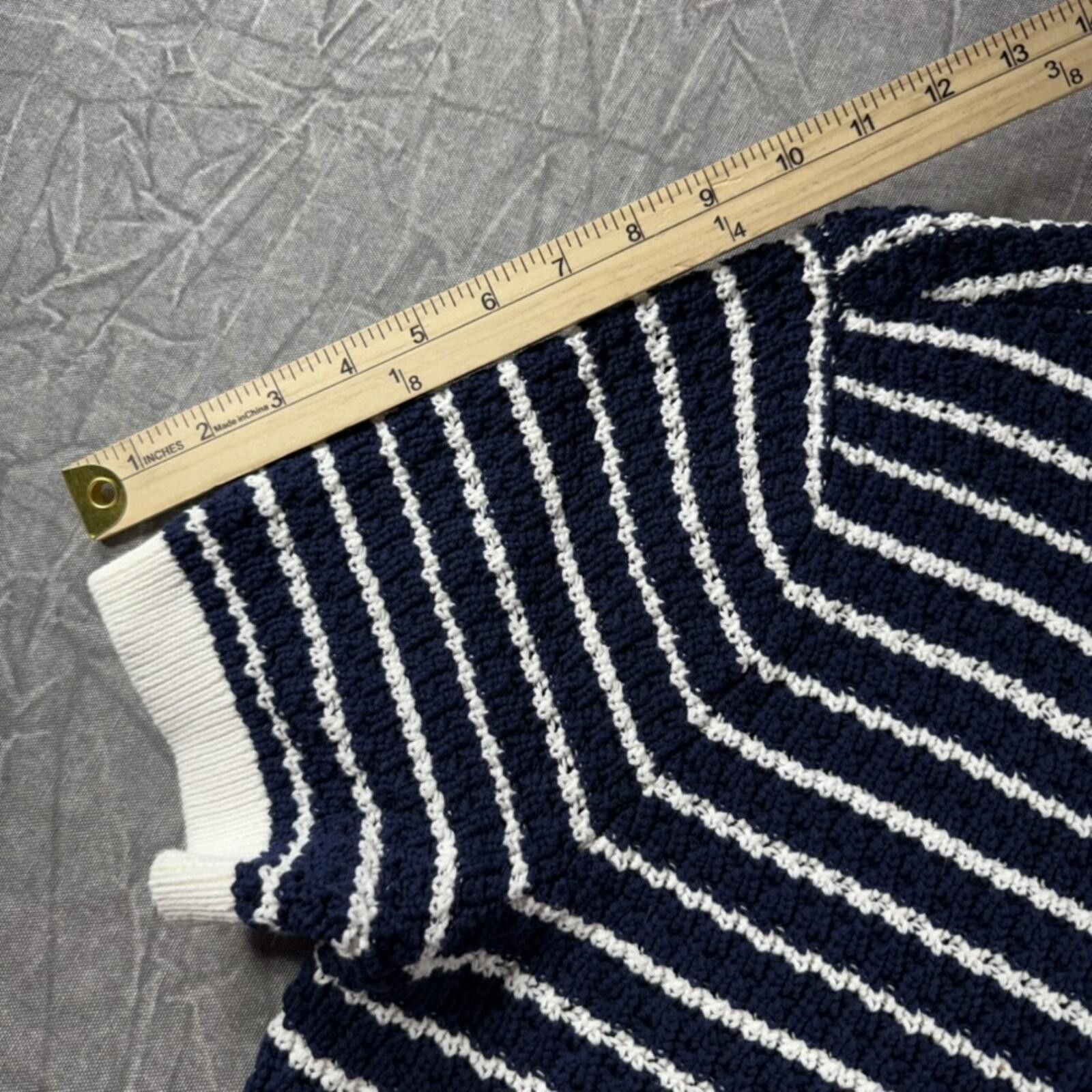 Other Nanette Lepore Shirt Women's L Blue Striped 100% Cotton Knit Size L / US 10 / IT 46 - 6 Thumbnail