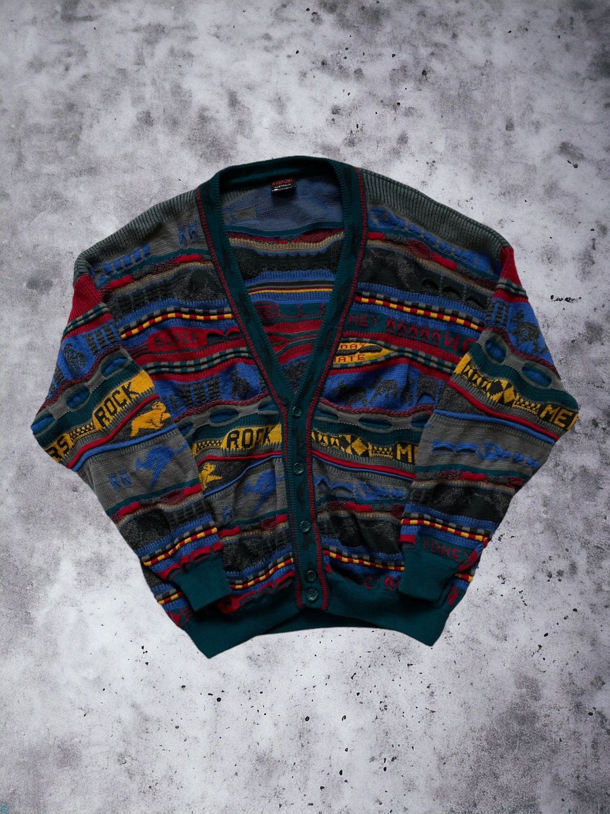 Coogi × Vintage Coogi Style 3D Knit Hysport Australia Wool Cardigan Size US XL / EU 56 / 4 - 1 Thumbnail