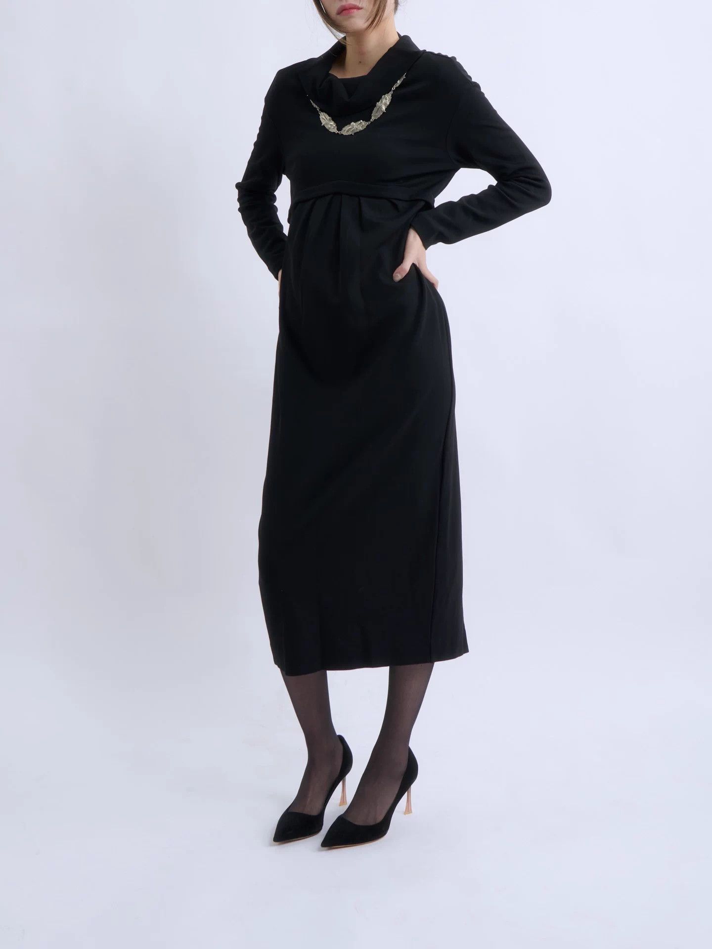 90s pop stars female fancy dress Vintage Black Prada Dress 90s Midi LBD