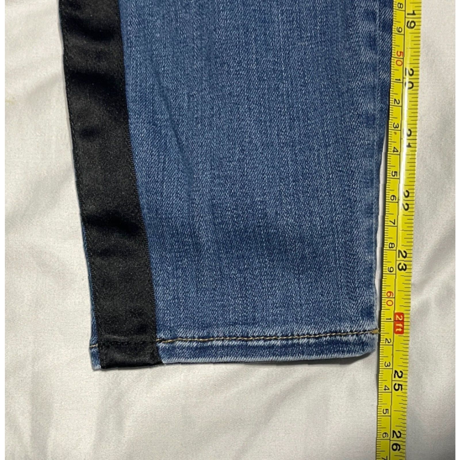 L'AGENCE L’AGENCE Blue Skinny Jeans Margot High Rise Ankle 27 Black Satin Stripe Women Regular Jeans 5-Pocket 90s Style Size 27" / US 4 / IT 40 - 5 Thumbnail