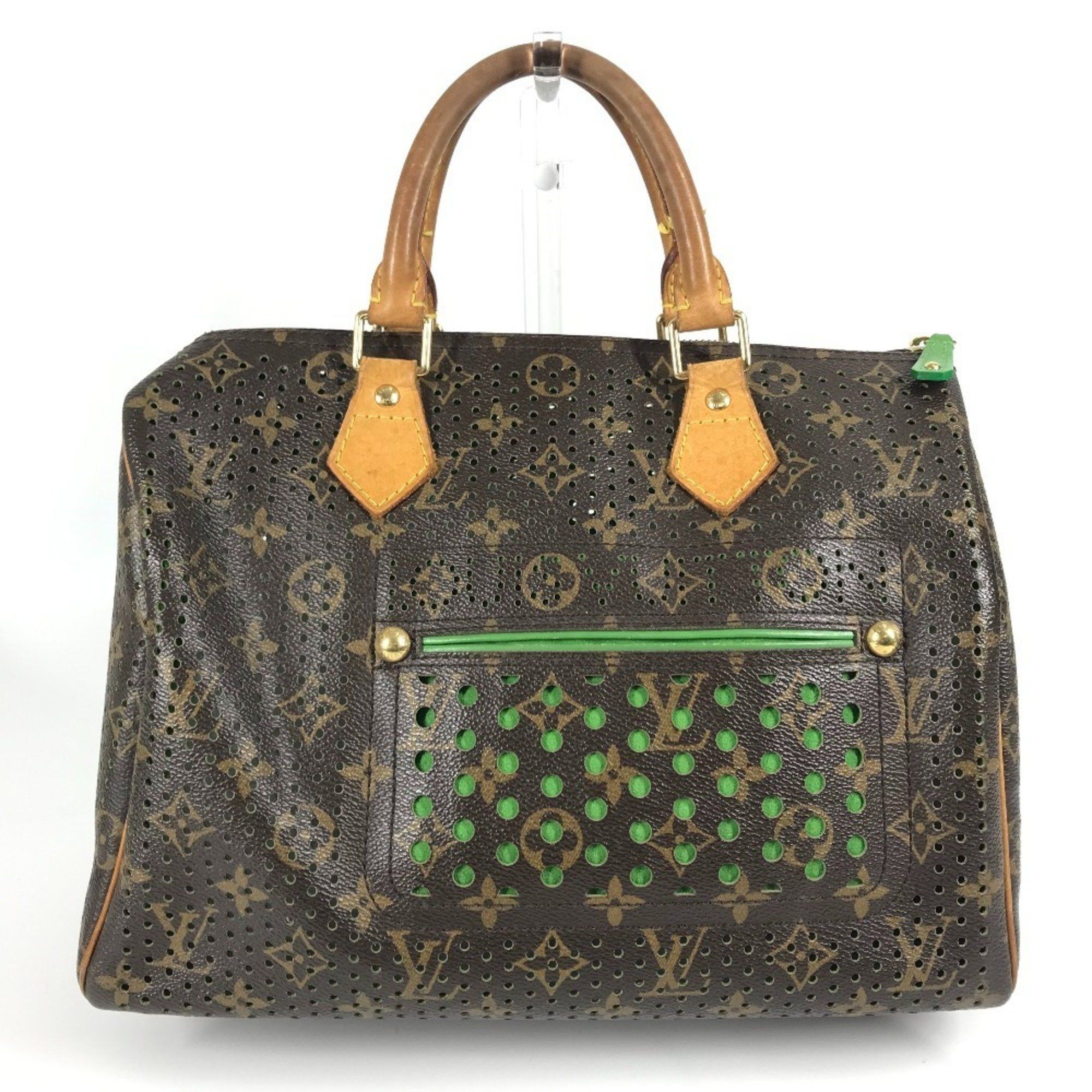 LOUIS VUITTON M95181 Monogram Perforated Speedy 30 Bag Tote Mini Boston Handbag Canvas Green Men's and Women's