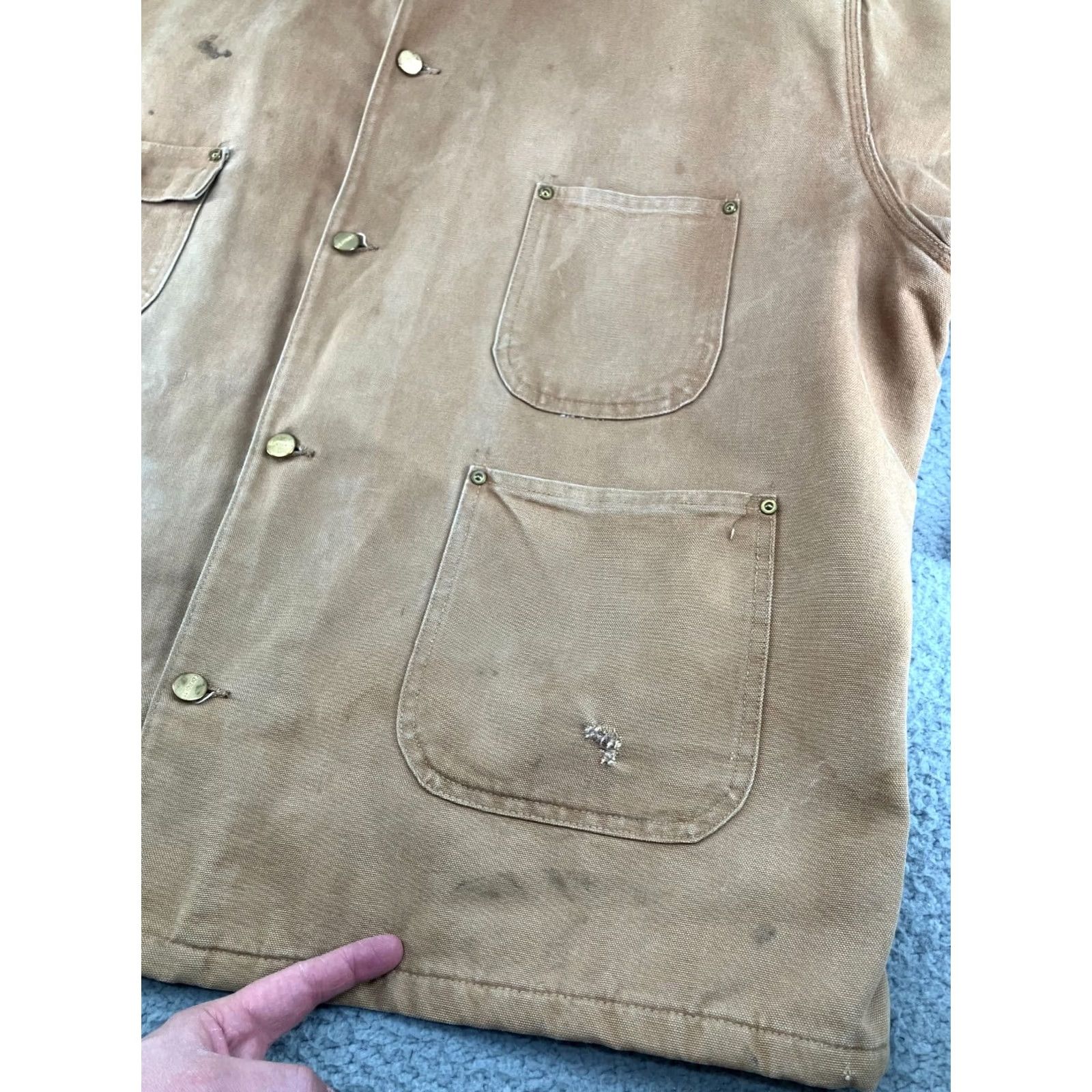 Carhartt VINTAGE Carhartt Jacket Mens 52 Brown Canvas Chore Blanket Lined Deadstock 6BLC Size US L / EU 52-54 / 3 - 5 Thumbnail