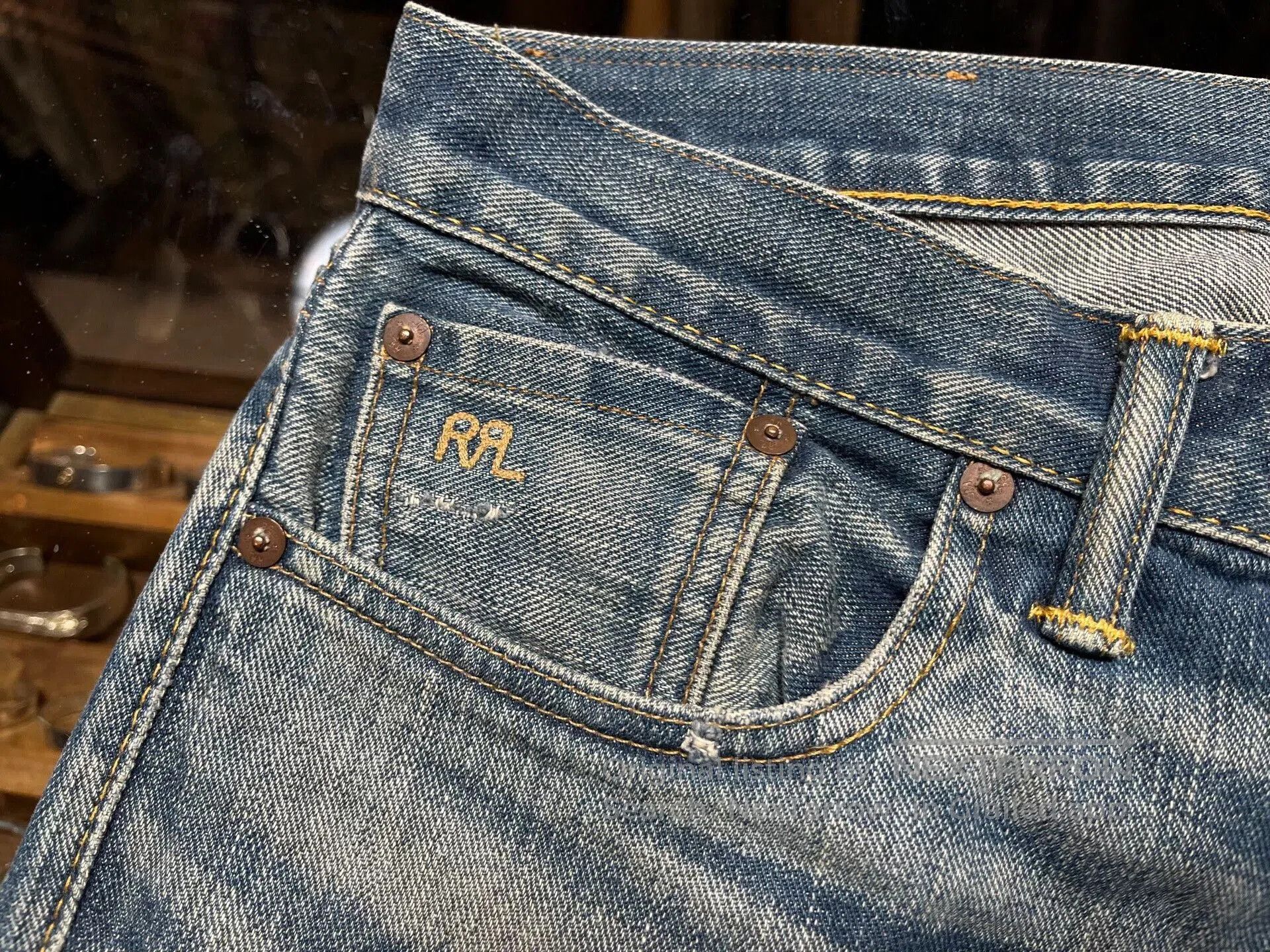 RRL Ralph Lauren distressed vintage wash jeans by rrl. Size US 30 / EU 46 - 8 Thumbnail