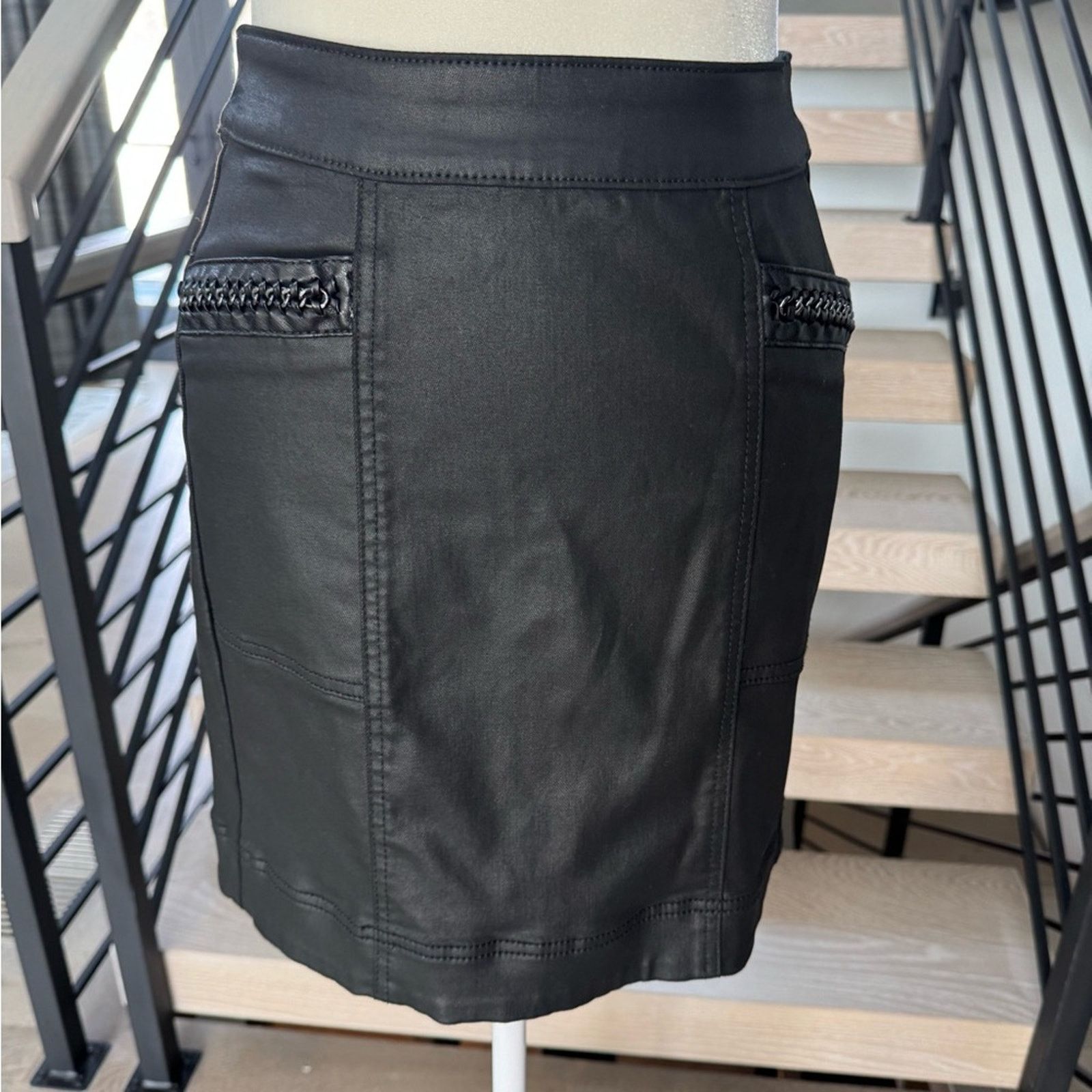 White House Black Market New WHBM Sleek Black Pencil Skirt size S Size 26" / US 2 / IT 38 - 1 Thumbnail