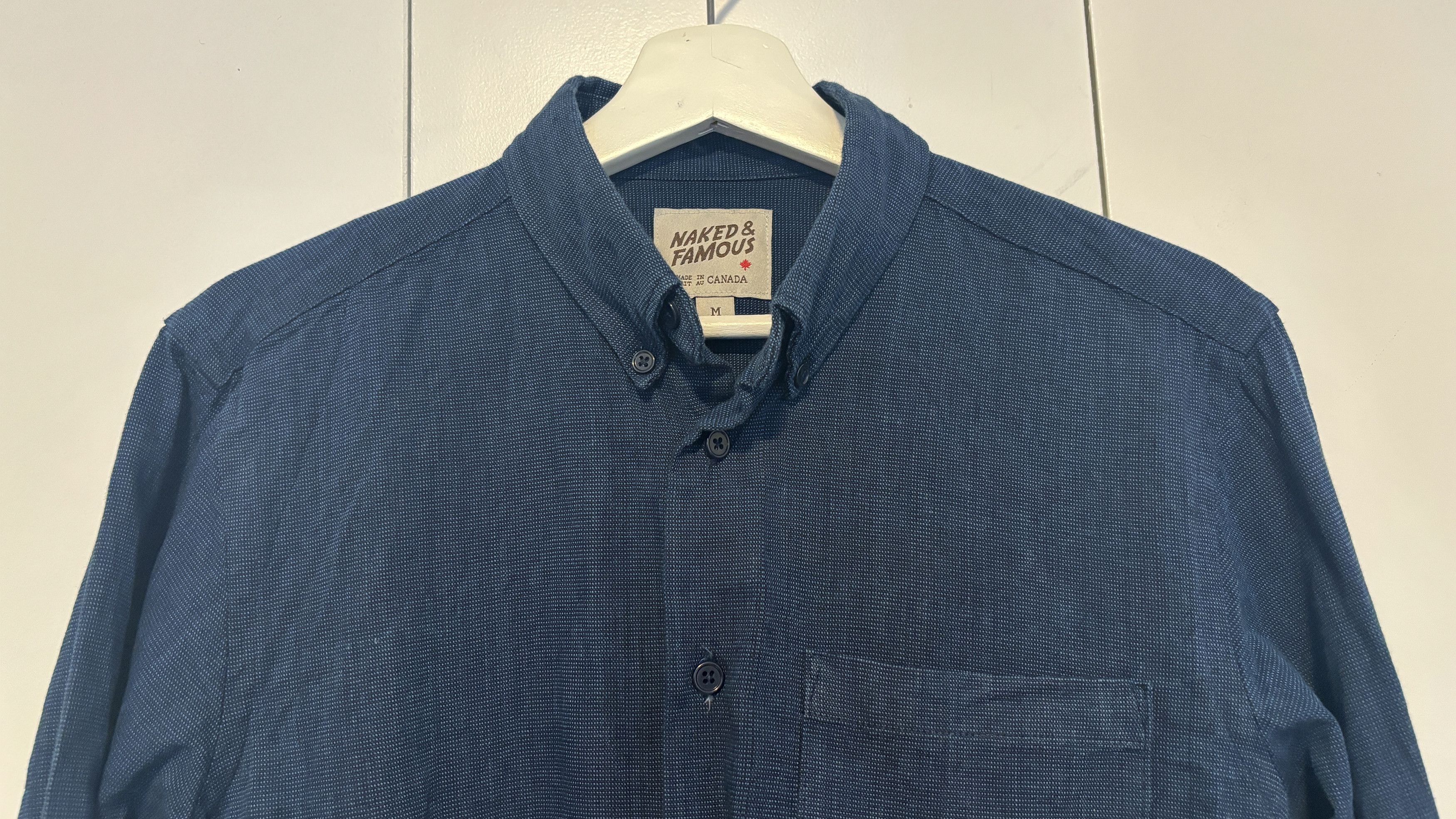 Naked & Famous Indigo Tie Dye Basketweave Long Sleeve Shirt - Small Size US S / EU 44-46 / 1 - 3 Thumbnail