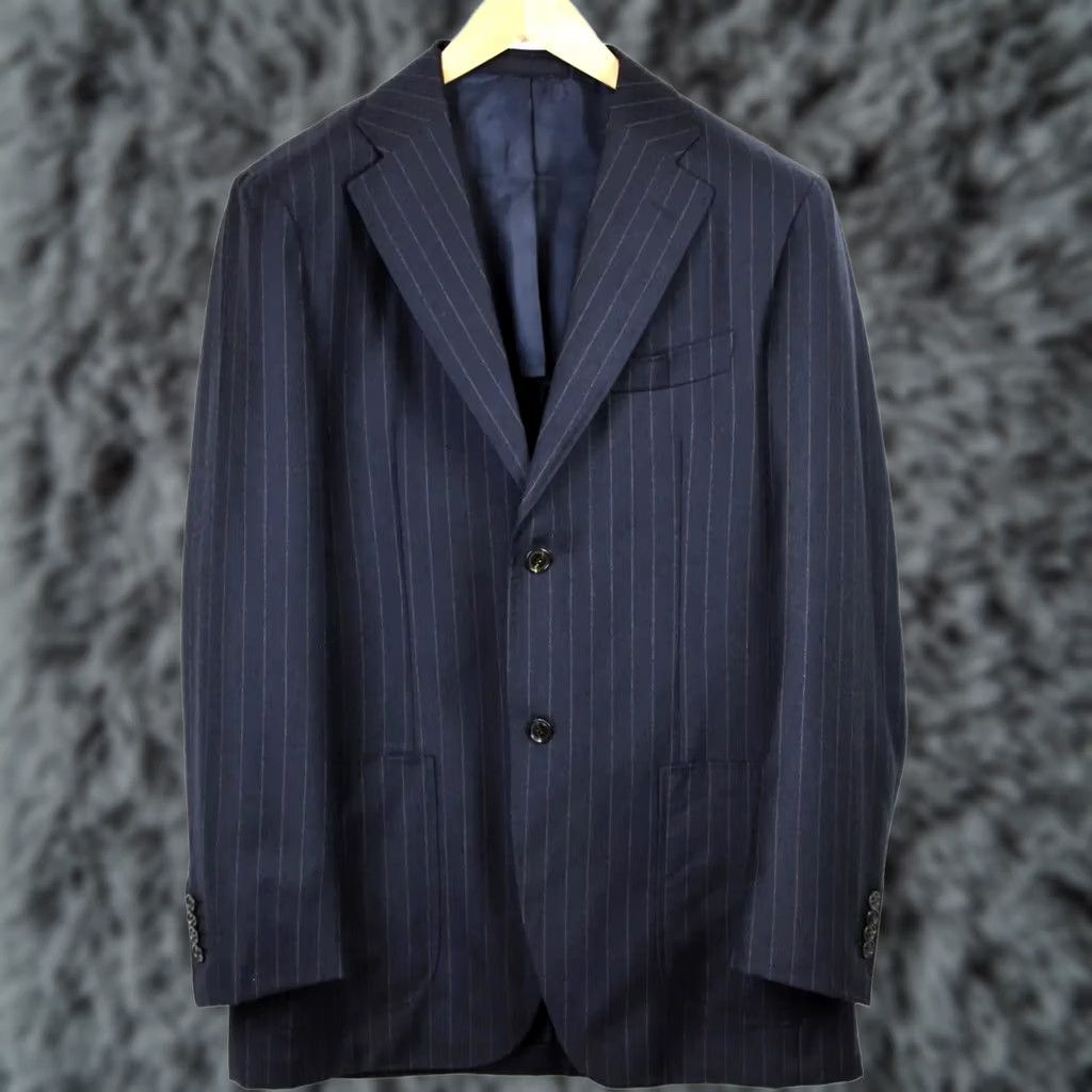 Suitsupply Suitsupply Pure Wool Blazer Men EU 48L Notch Formal Pinstripe Blue Wool Blazer Mens Regular Long Sleeve Notch Lapel Button Front 2 Buttons Vintage No Size 48R - 1 Thumbnail