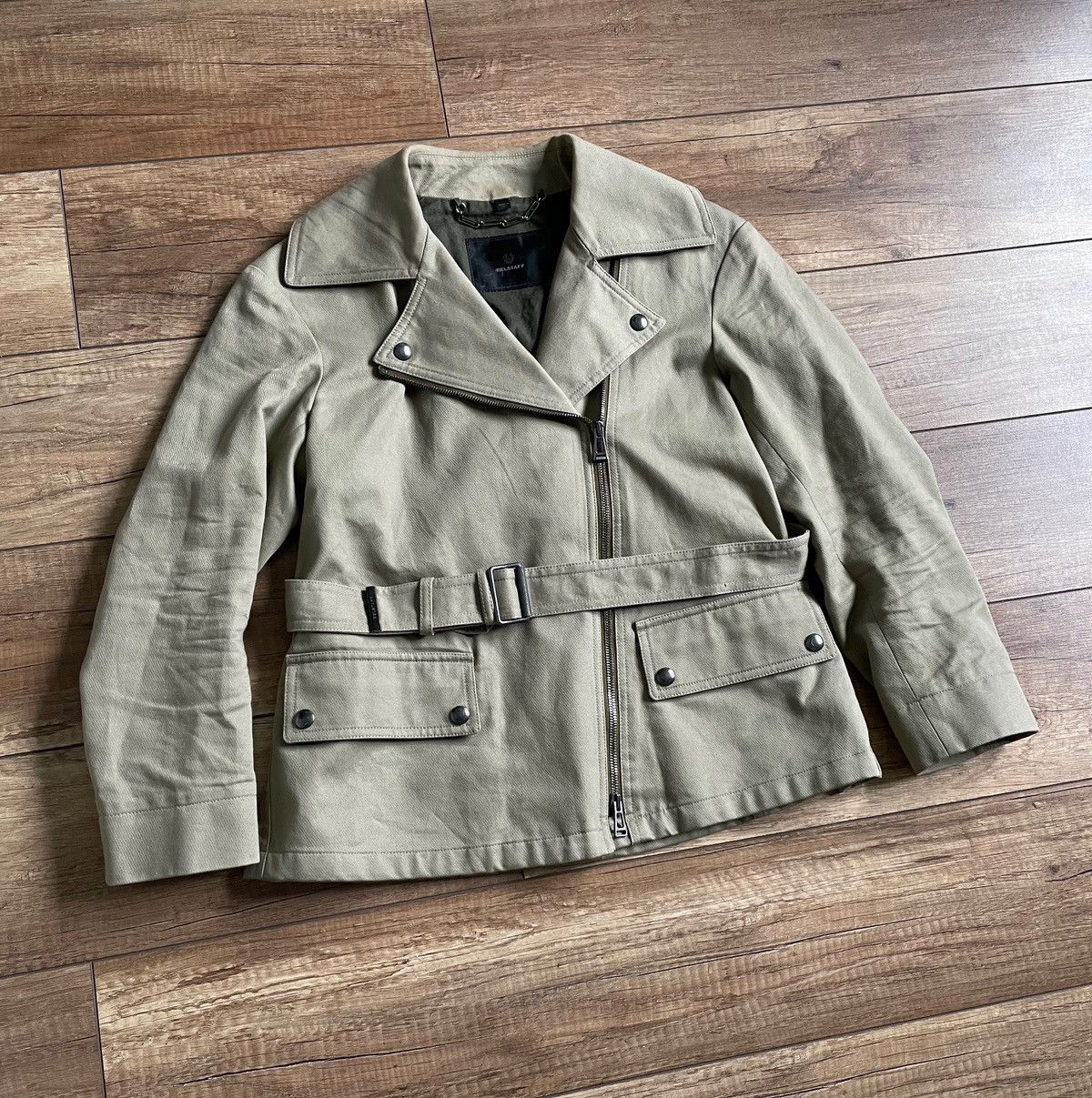 Belstaff Belstaff Women's Olive Asymmetric Biker Cotton Jacket Size S / US 4 / IT 40 - 1 Thumbnail