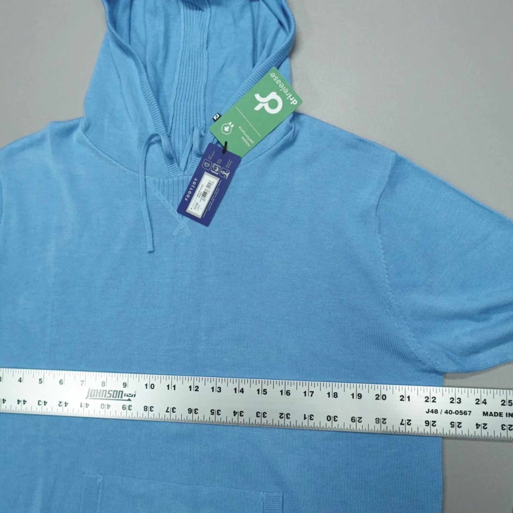 Footjoy FootJoy Dri-Release Performance Hoodie Sweater Men's Size L Riviera Wool Blend Blue Pullover Knit Pockets Hooded Sports Golf Regular Adults Mens Size US L / EU 52-54 / 3 - 6 Thumbnail