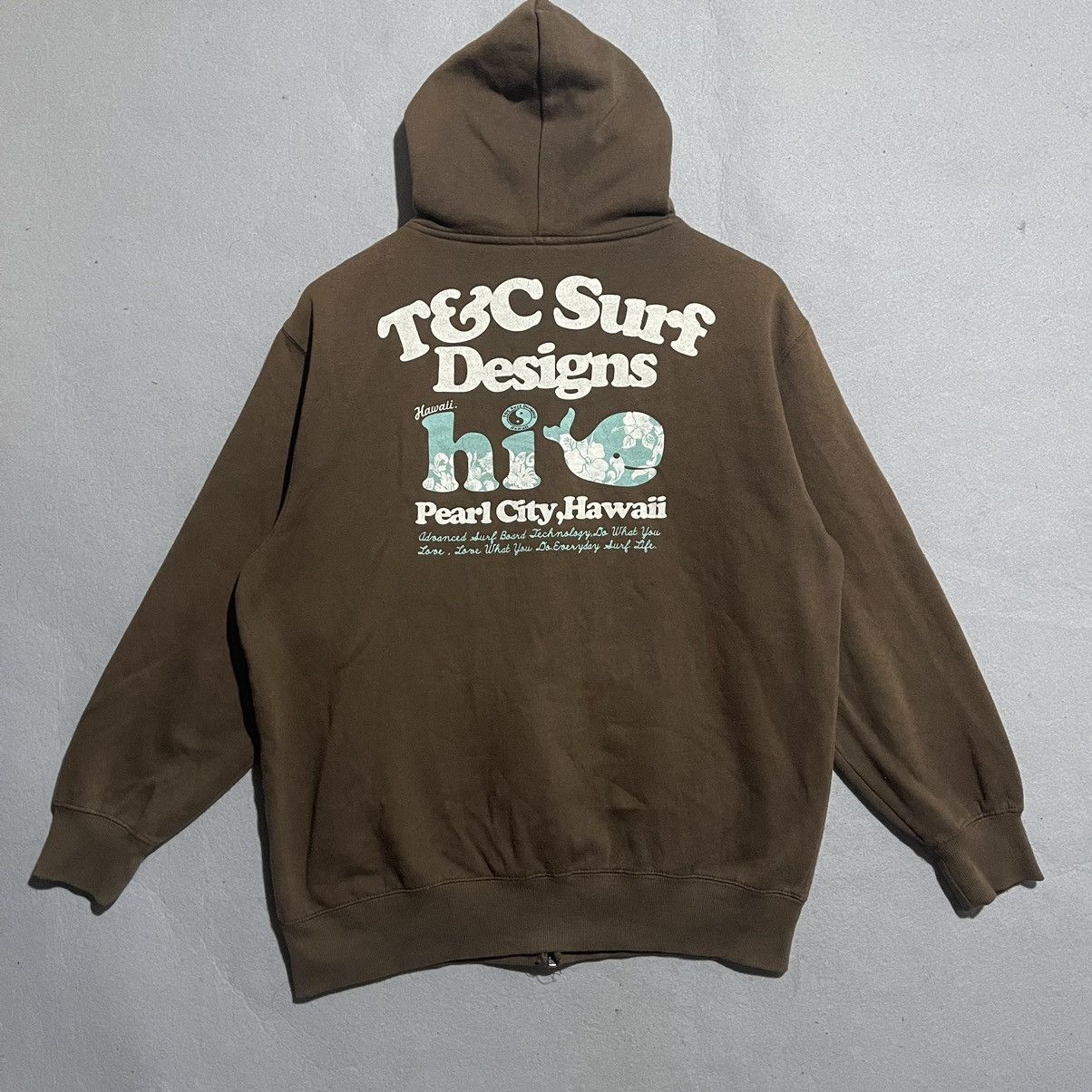 Vintage Vintage 90s T&C Surf Designs Hoodie Brown Full Zip Hoodie Size US XL / EU 56 / 4 - 1 Thumbnail
