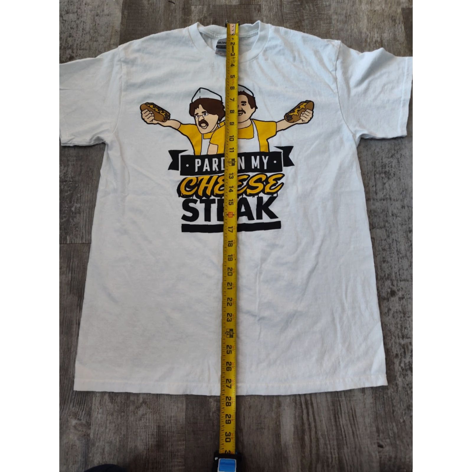 Gildan GILDAN Pardon My Cheese Steak White T-Shirt Medium Mens Size US M / EU 48-50 / 2 - 5 Thumbnail