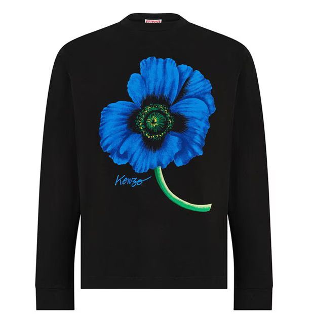 image of Kenzo O1G2R1Mq0424 Long Sleeve Flower T-Shirts In Black, Men's (Size Small)