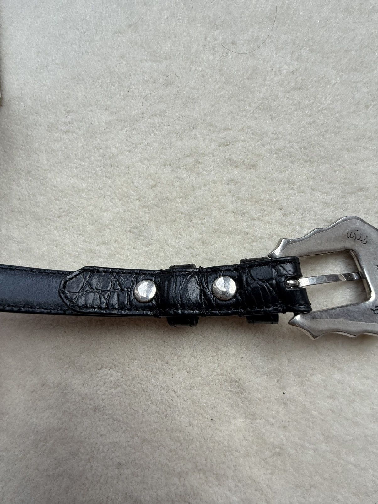 Celine FW23 Celine runway Western gator print black leather belt Size 28 - 22 Thumbnail