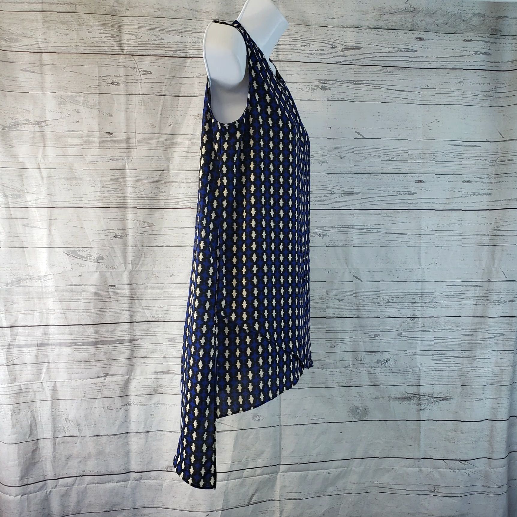 Vintage Pleione Womens Sleeveless Top XS Blue Black Asymmetrical Hem Shirt Womens XS Blouse Top Size XS / US 0-2 / IT 36-38 - 3 Thumbnail