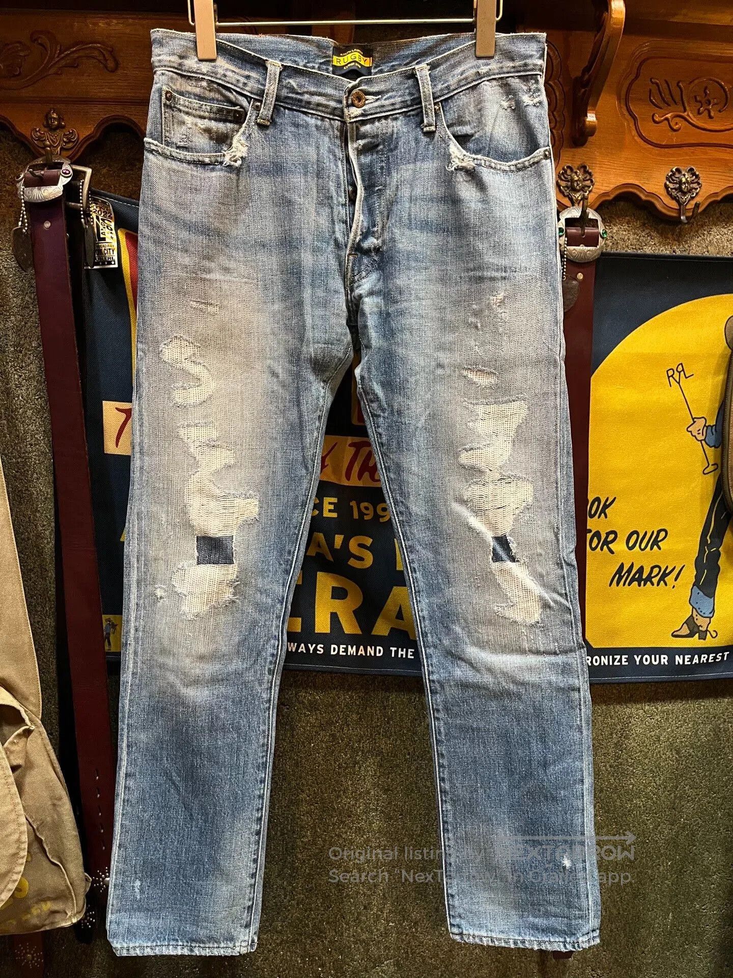 RRL Ralph Lauren rrl patchwork distressed denim jeans. Size US 32 / EU 48 - 1 Thumbnail