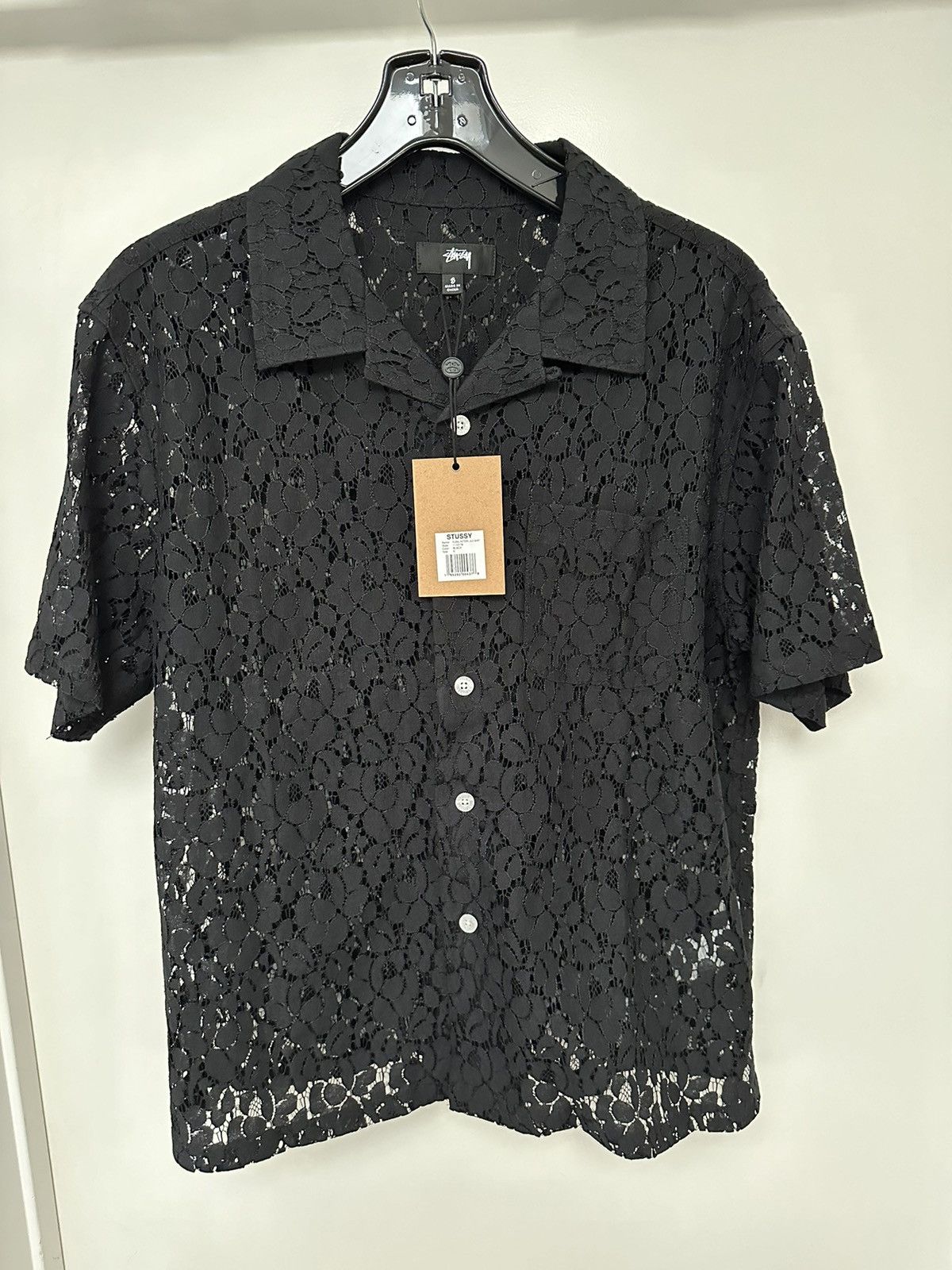 Stussy Stussy SS21 Floral Pattern Lace Shirt Black | Grailed