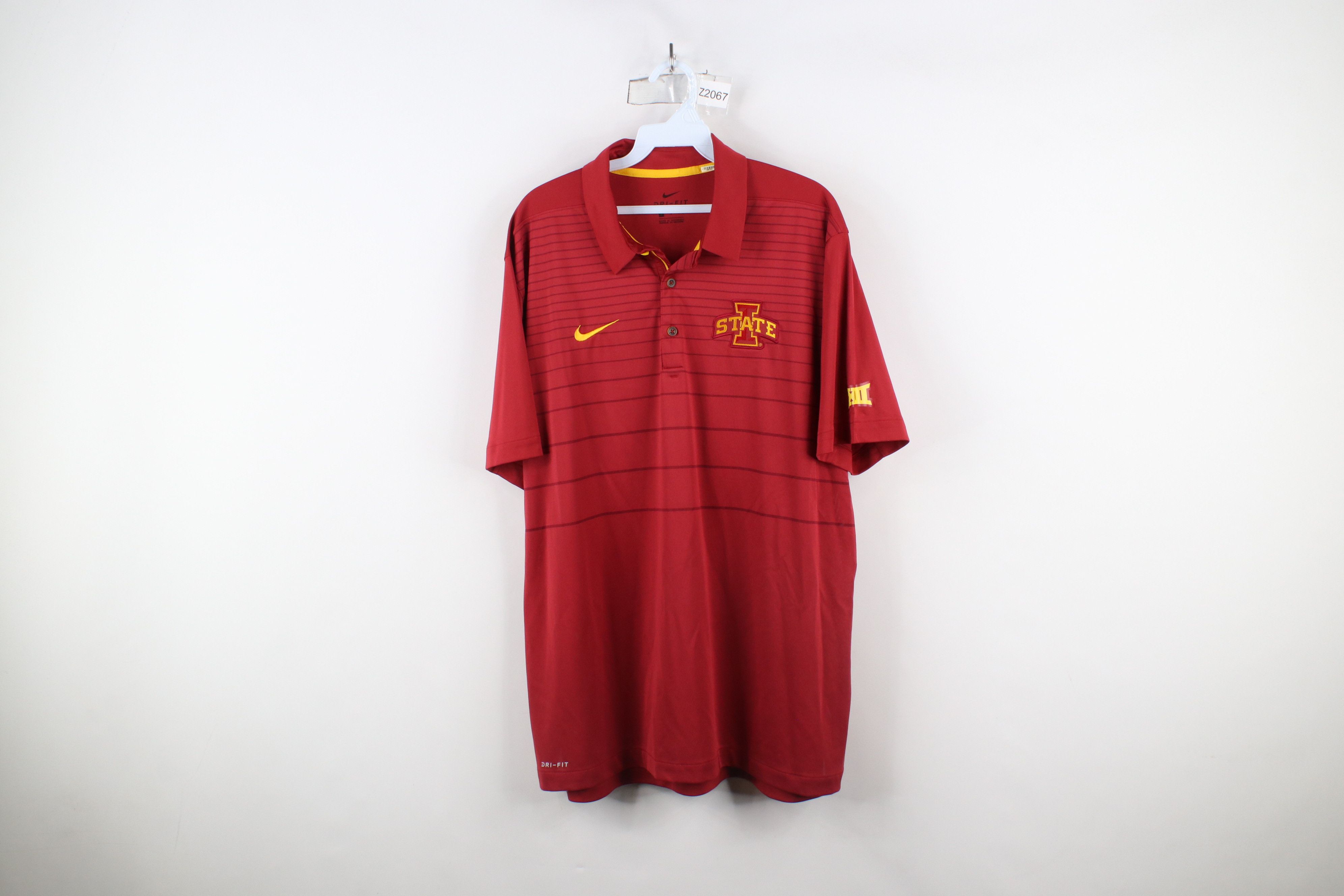 Nike Dri-Fit Striped Iowa State University Golf Polo Shirt