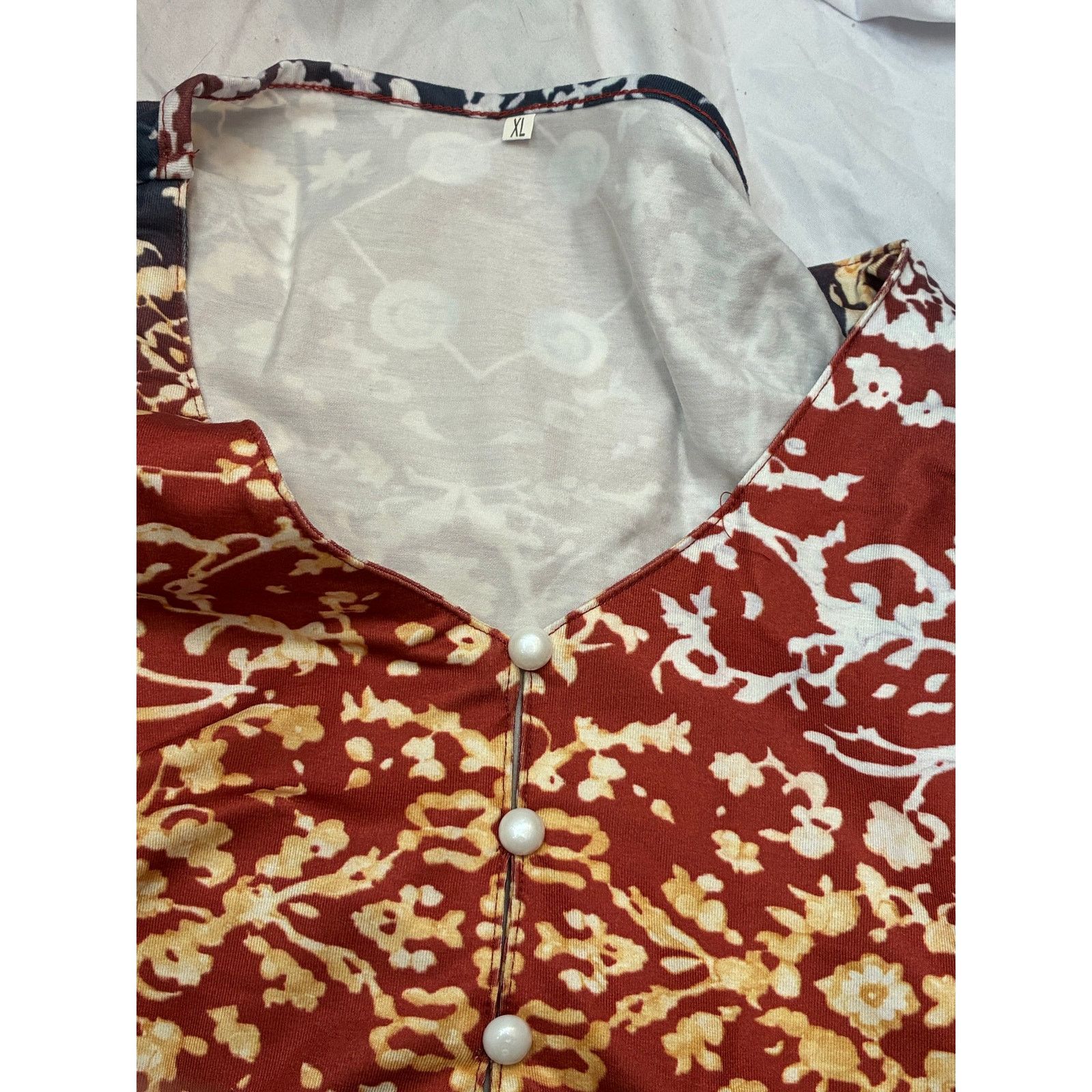 Other long-sleeve V-neck blouse with bohemian floral pattern Sz L Size L / US 10 / IT 46 - 3 Thumbnail