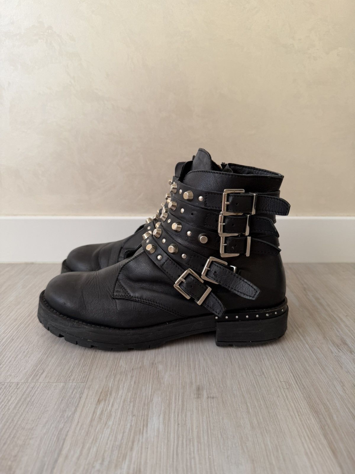 A.S.98 AS 98 Vibe Artisan Black Leather Side Zip Ankle Biker Boots Size US 6.5 / EU 39-40 - 5 Thumbnail