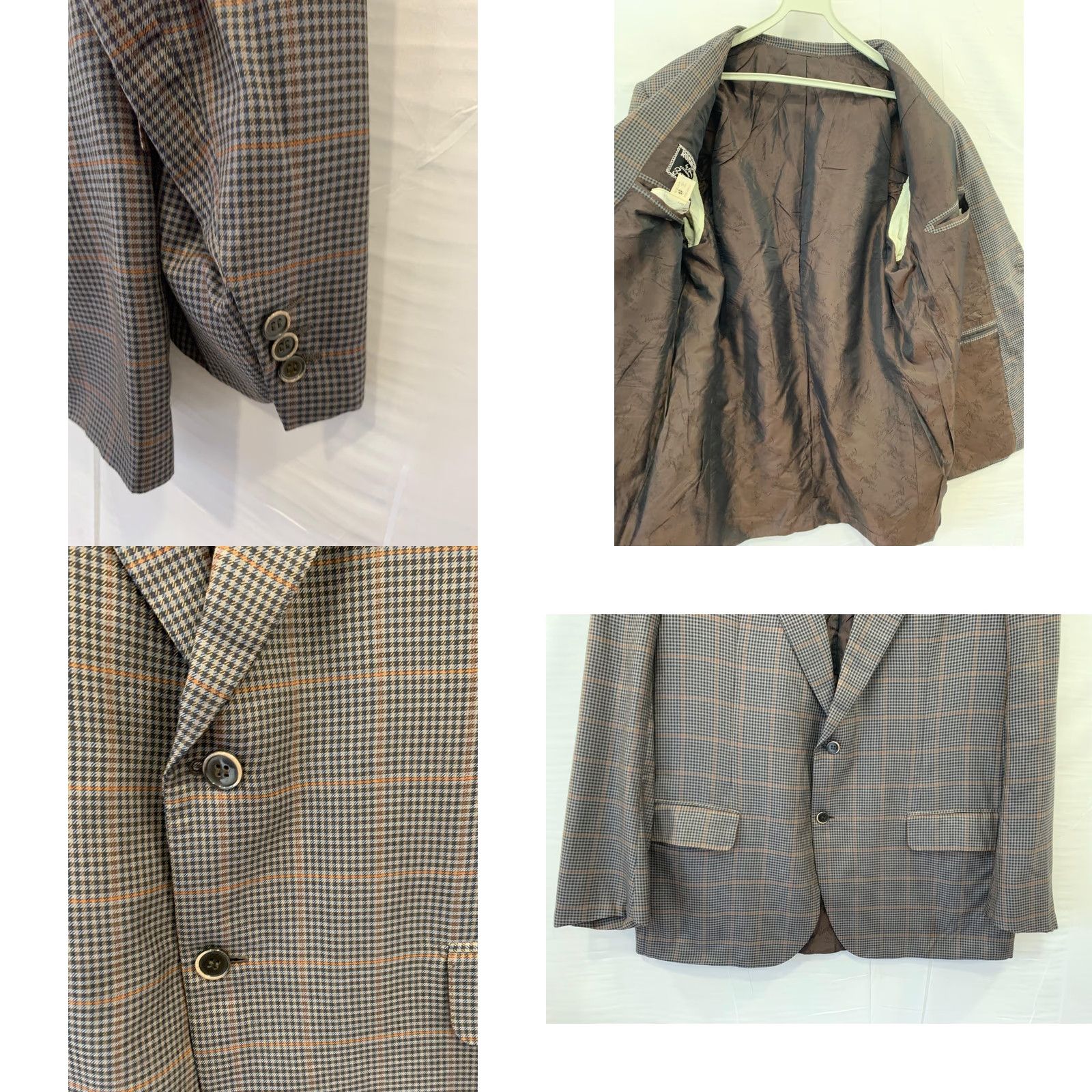 Brioni BRIONI Roman Style Blazer Sport Coat Ferrari 46R Brown Plaid Silk Cashmere 2 Piece Men Size 46R - 8 Thumbnail