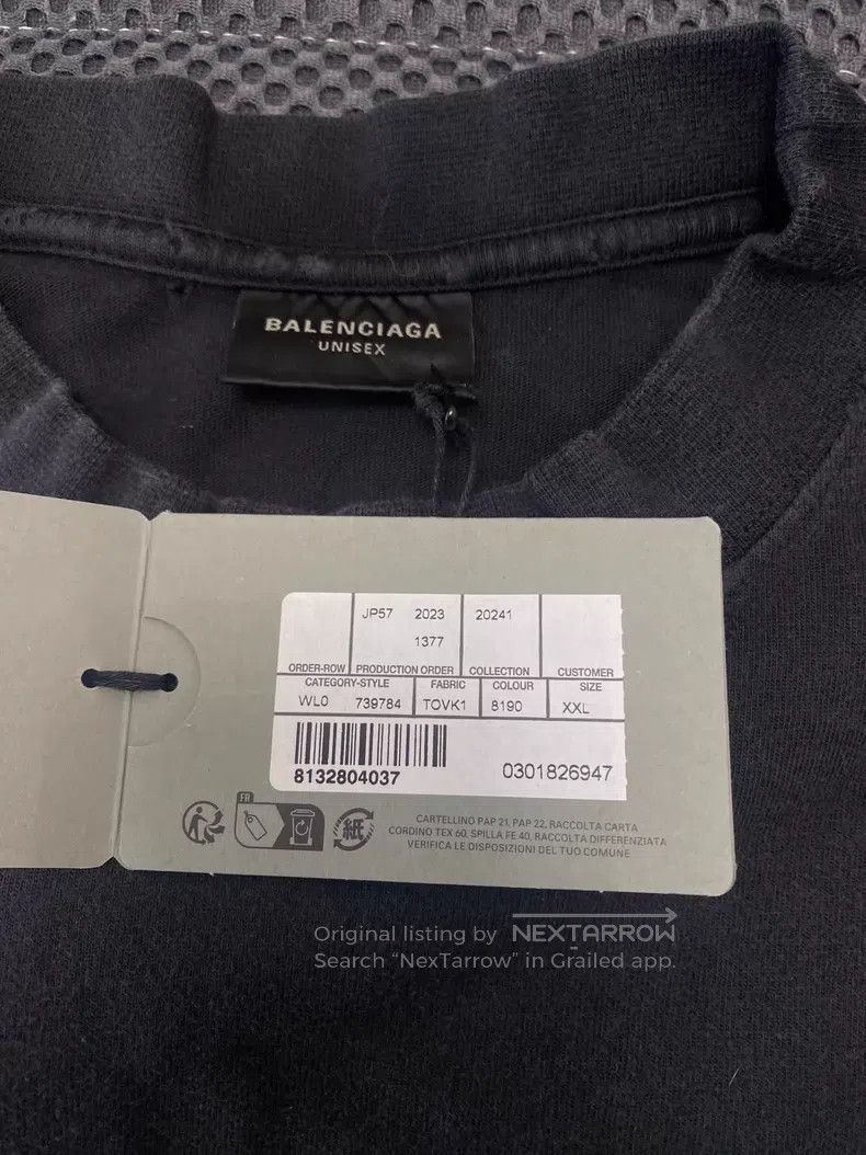 Balenciaga Balenciaga Black Scissors Wheat Logo Short Sleeve T-Shirt Size US XXL / EU 58 / 5 - 7 Thumbnail