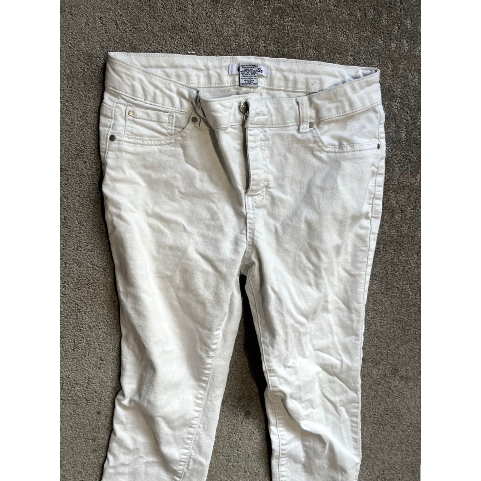 Vintage D. Jeans Cotton Denim 5-Pocket Cropped Jeans Womens Size 8 White Stretch High Rise Regular Inseam 24 in Size 30" / US 8 / IT 44 - 2 Thumbnail