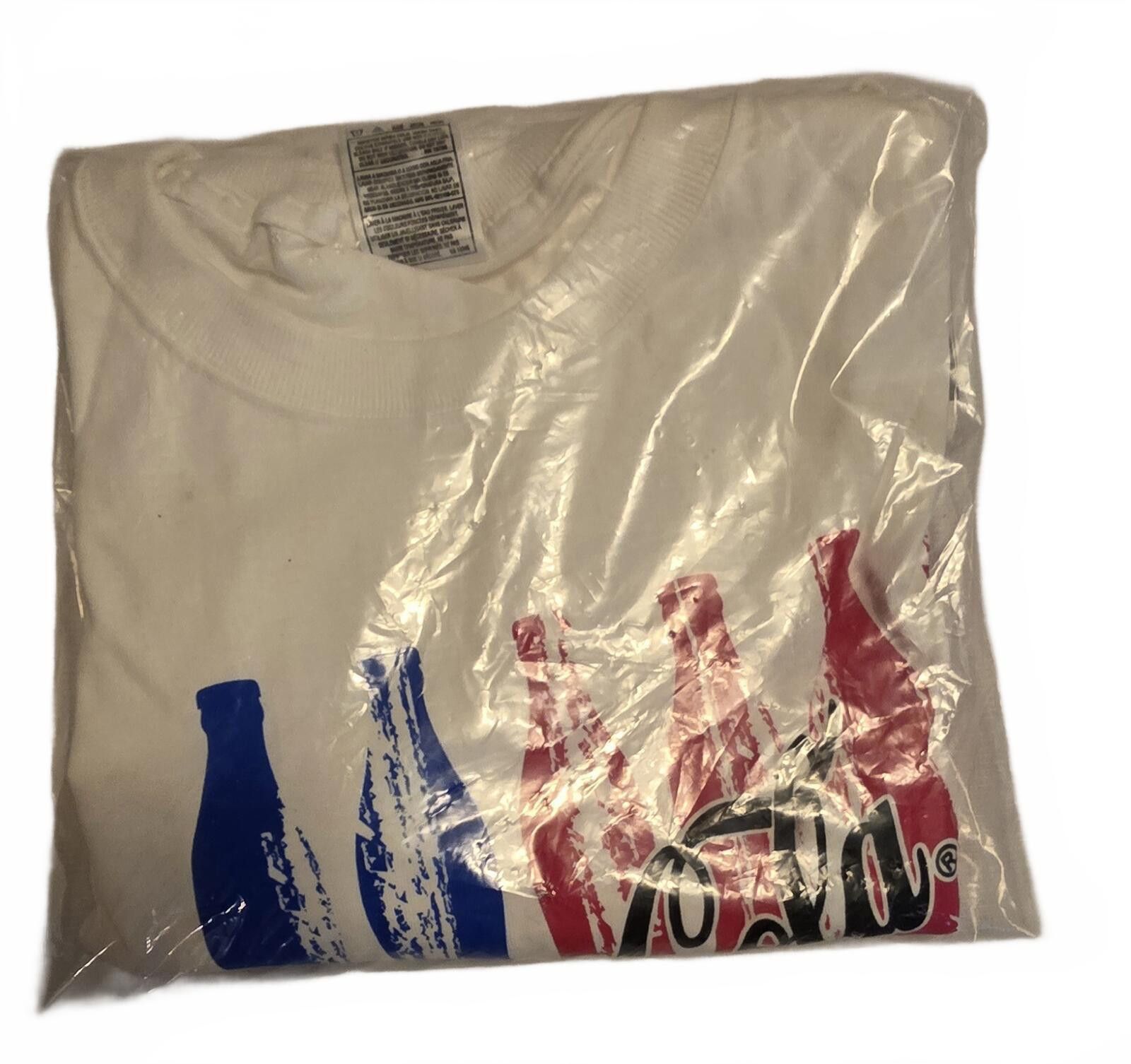 Fruit Of The Loom Vintage Coca-Cola Graphic T-Shirt White Red Blue Size L Size ONE SIZE - 1 Thumbnail