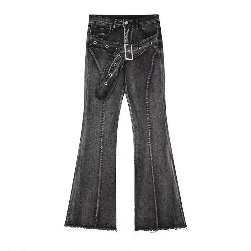 Japanese Brand Black Micro Drag Micro Flare Belt Design Jeans Size US 32 / EU 48 - 6 Thumbnail
