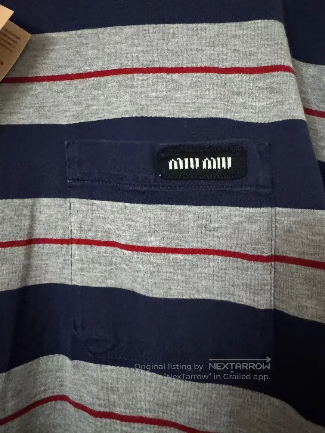 Miu Miu miumiu gray blue striped long sleeve shirt. Size M / US 6-8 / IT 42-44 - 2 Thumbnail