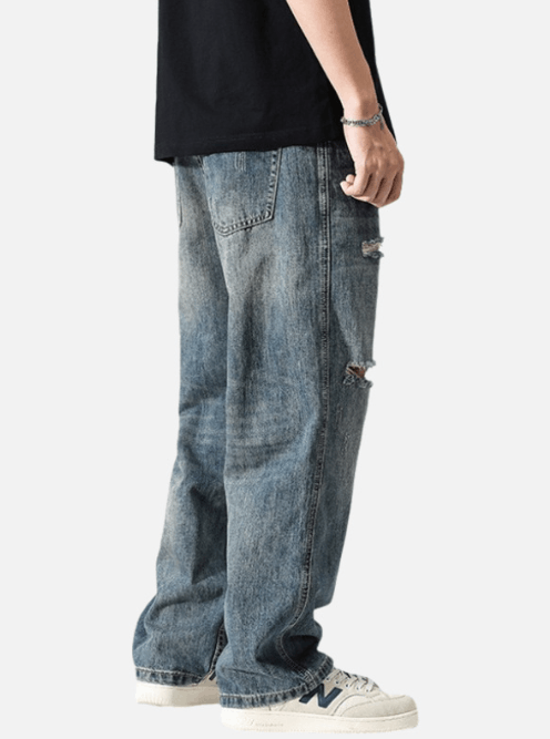 Japanese Brand × Jean Vintage distressed loose straight-leg casual ripped jeans Size US 32 / EU 48 - 3 Thumbnail