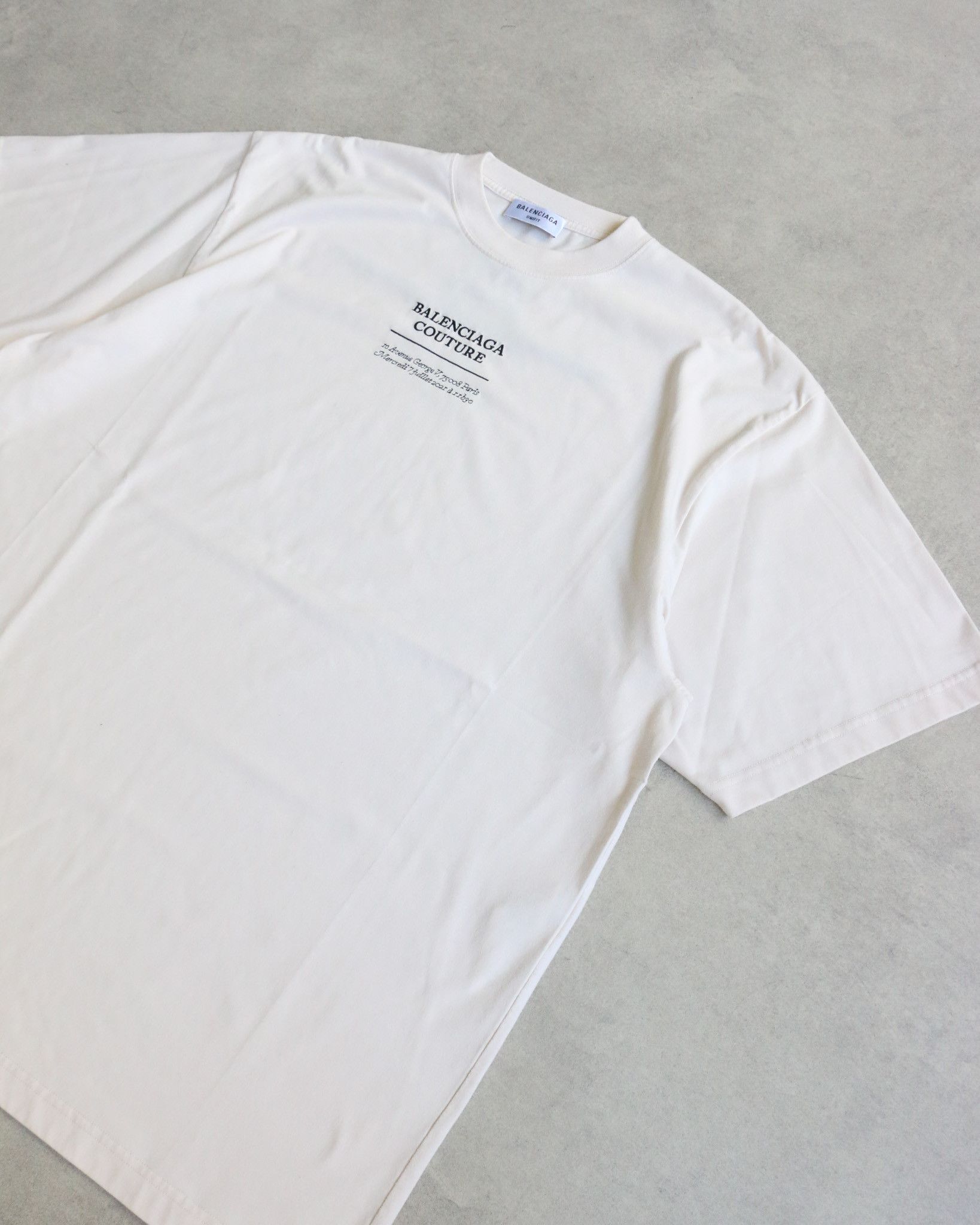 Balenciaga Balenciaga Couture Stitched Text Tee Beige Size US XS / EU 42 / 0 - 2 Thumbnail