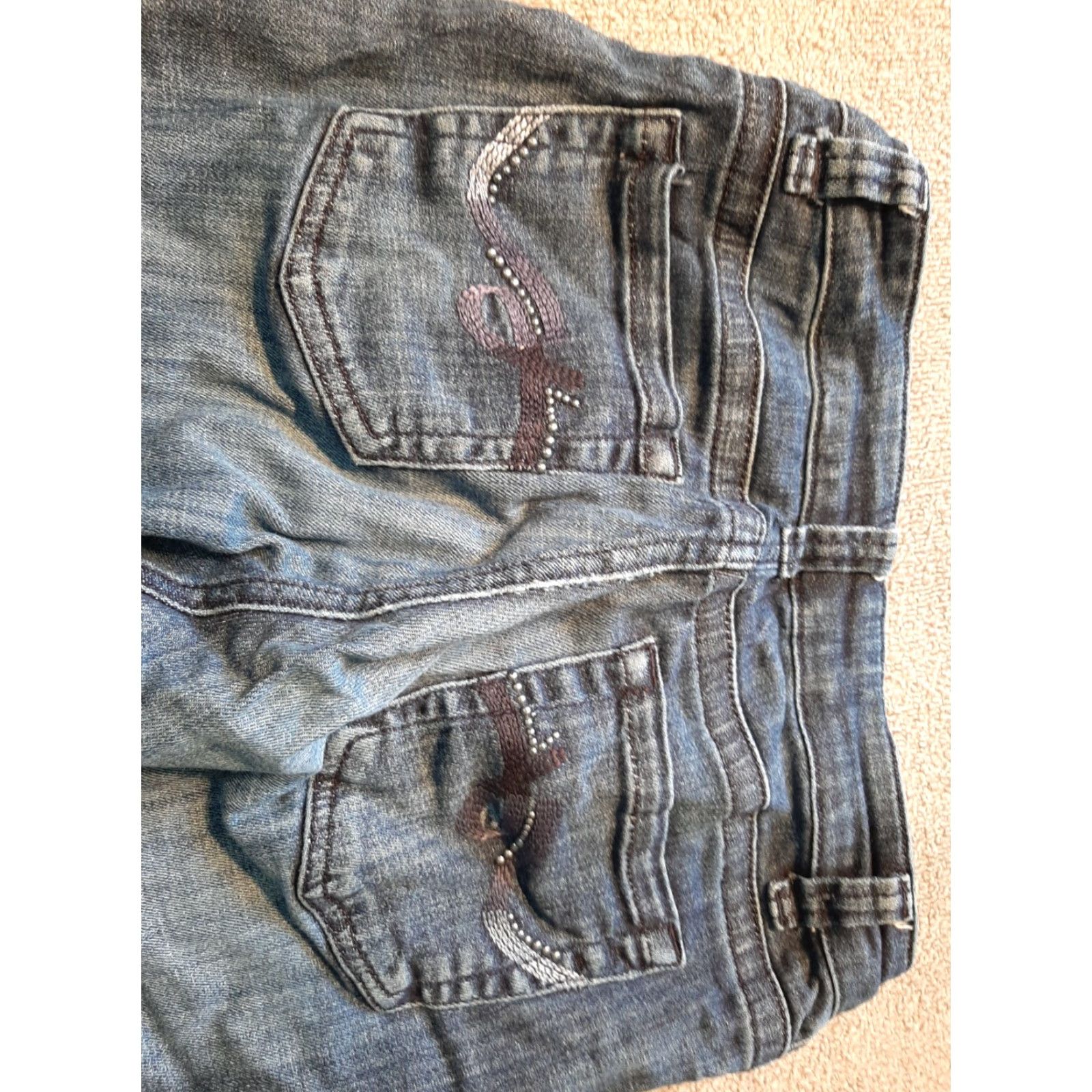 Lee Lee Slender Secret Jeans Womens Size 28x29 Denim Beaded Pockets Low rise Size 28" / US 6 / IT 42 - 2 Thumbnail