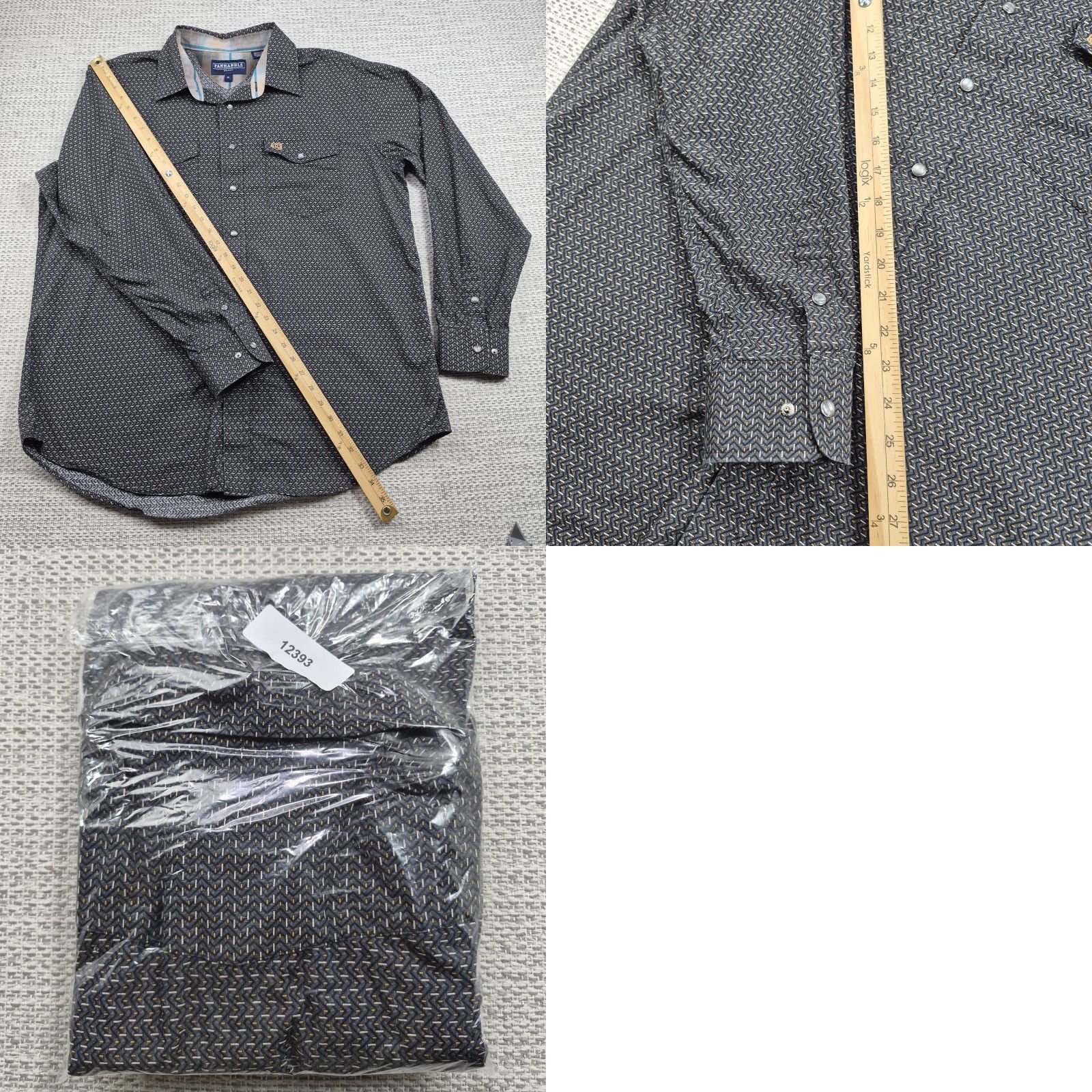 Vintage Panhandle Select Snap Up Shirt Mens XL Gray Geometric Western Long Sleeve Vintage No Size US XL / EU 56 / 4 - 9 Thumbnail