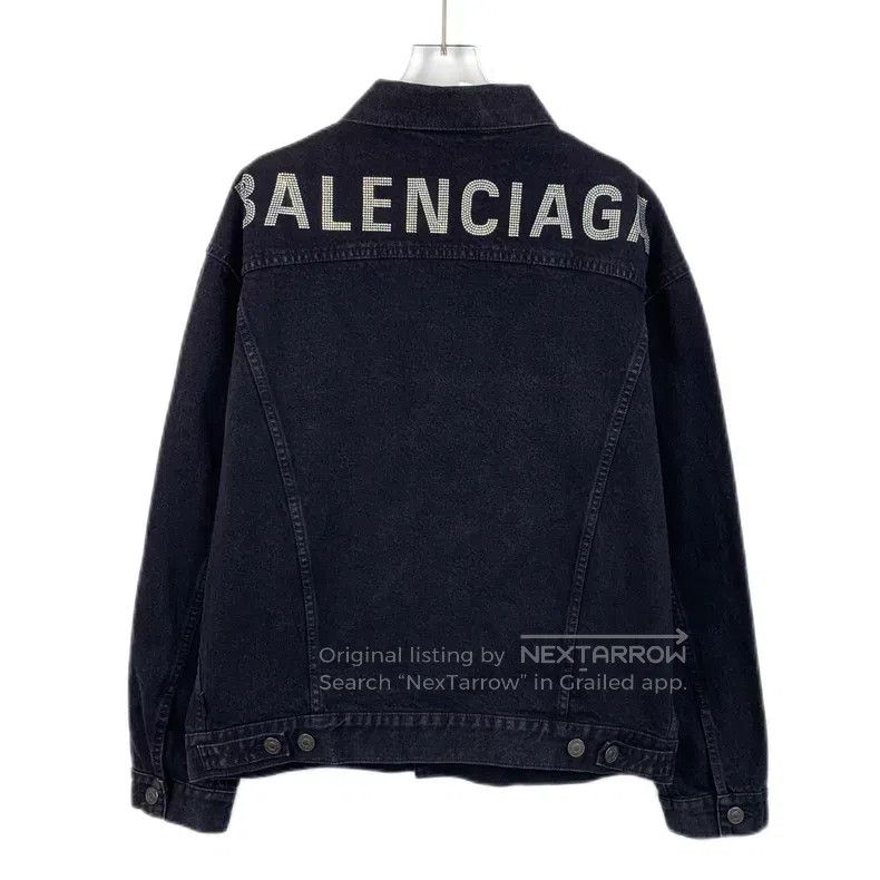 Balenciaga Balenciaga Black-gray logo letter hot-drill lapel cotton l Size XS / US 0-2 / IT 36-38 - 2 Thumbnail