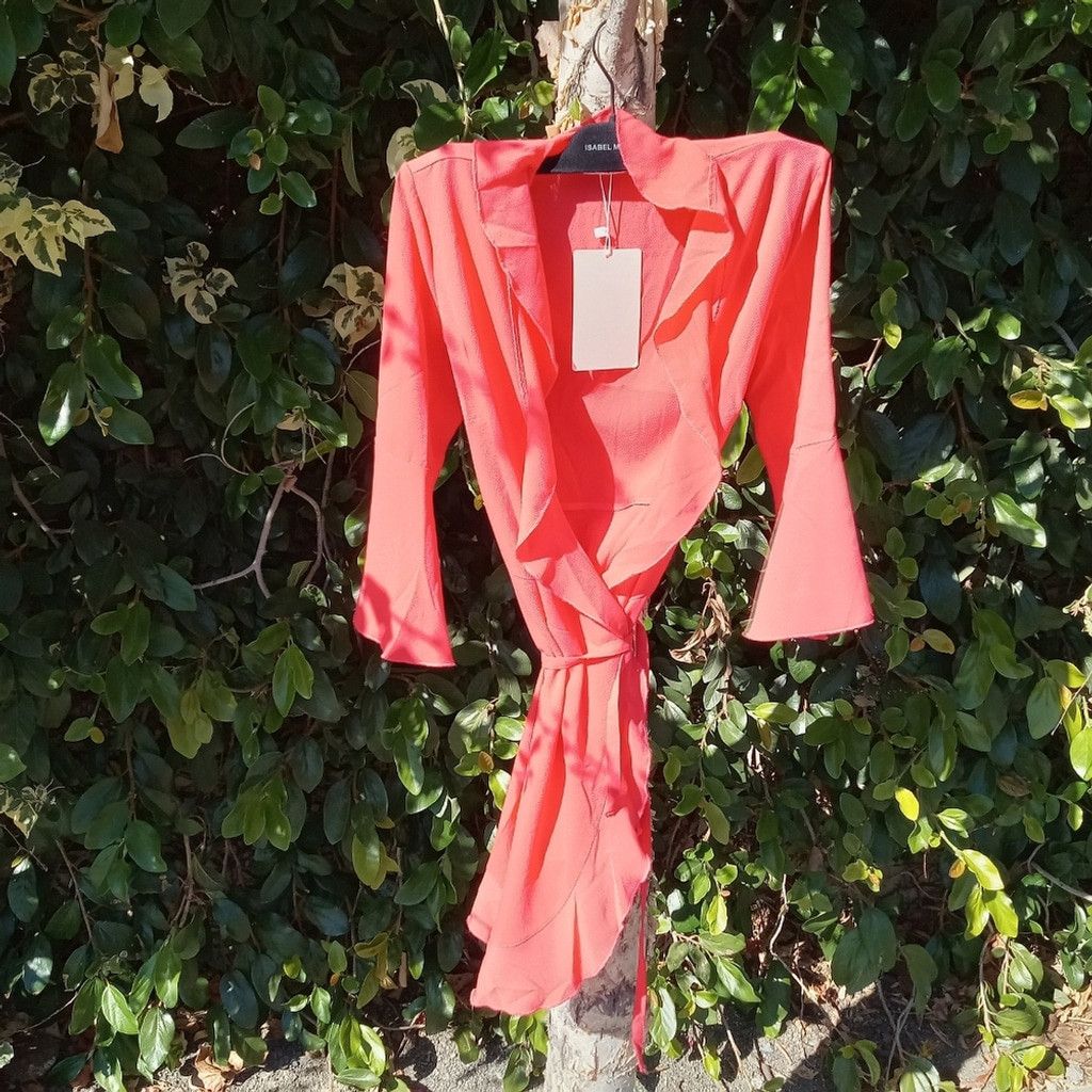 Asos NWT ASOS Outrageous Fortune Neon Ruffle Wrap Dress Size S / US 4 / IT 40 - 4 Thumbnail