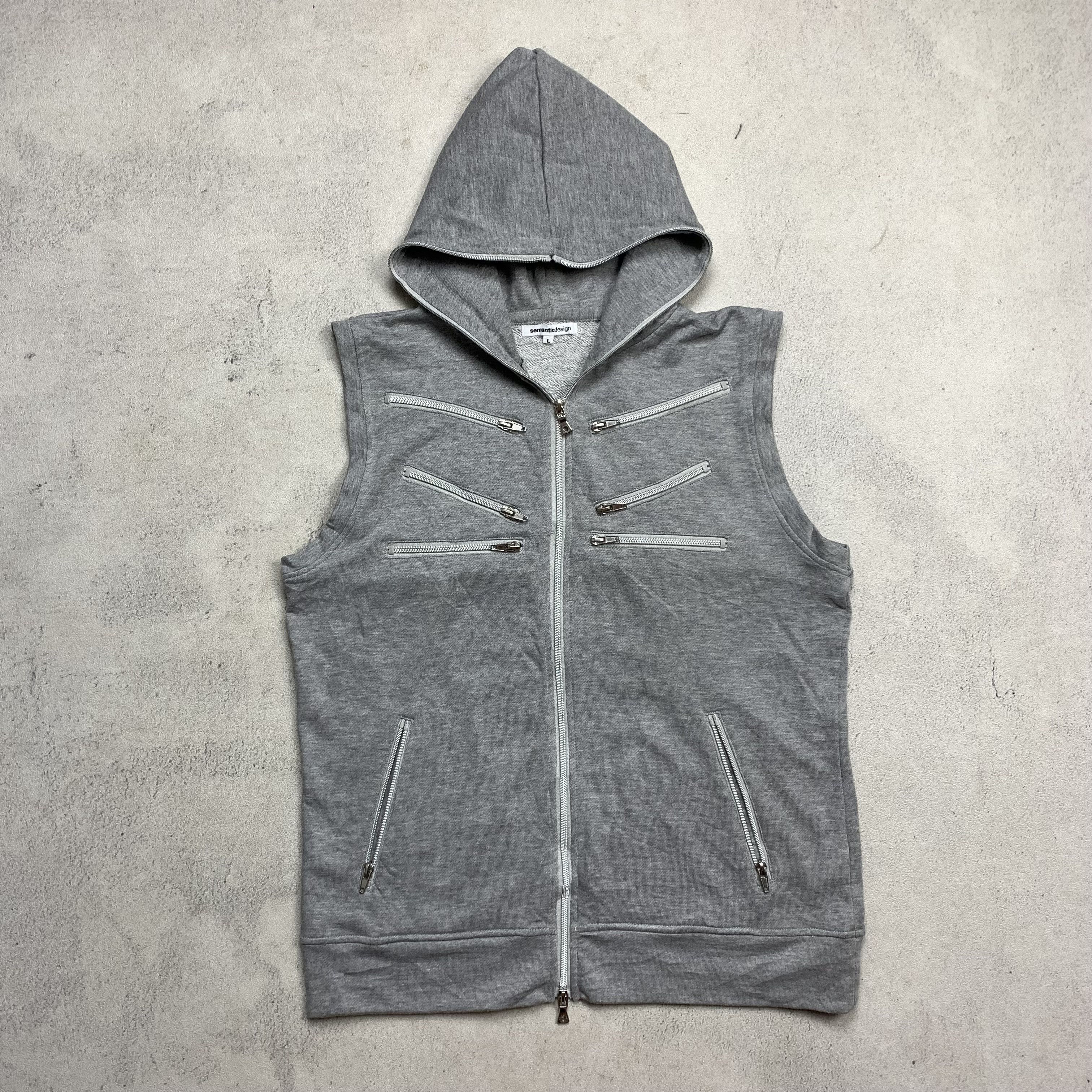 Japanese Brand Semantic Design Sleeveless Zip-Up Hoodie Vest Multi-Zipper Size US L / EU 52-54 / 3 - 3 Thumbnail